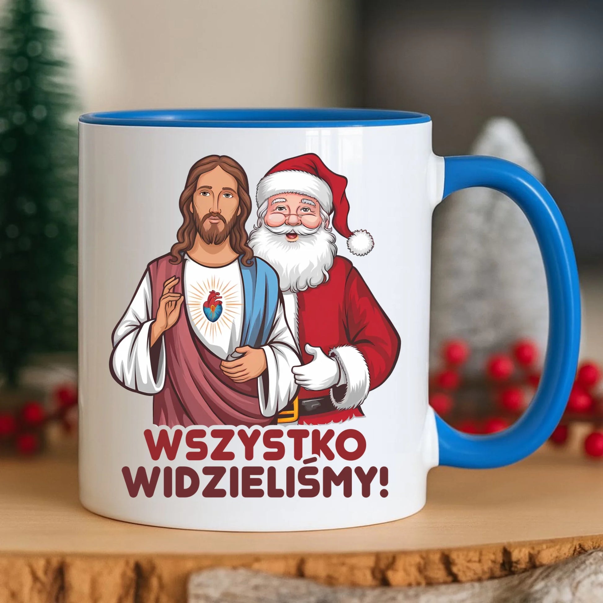 Kubek świąteczny - Jezus i Mikołaj Wszystko widzieliśmy BN89 - StoryCups.pl