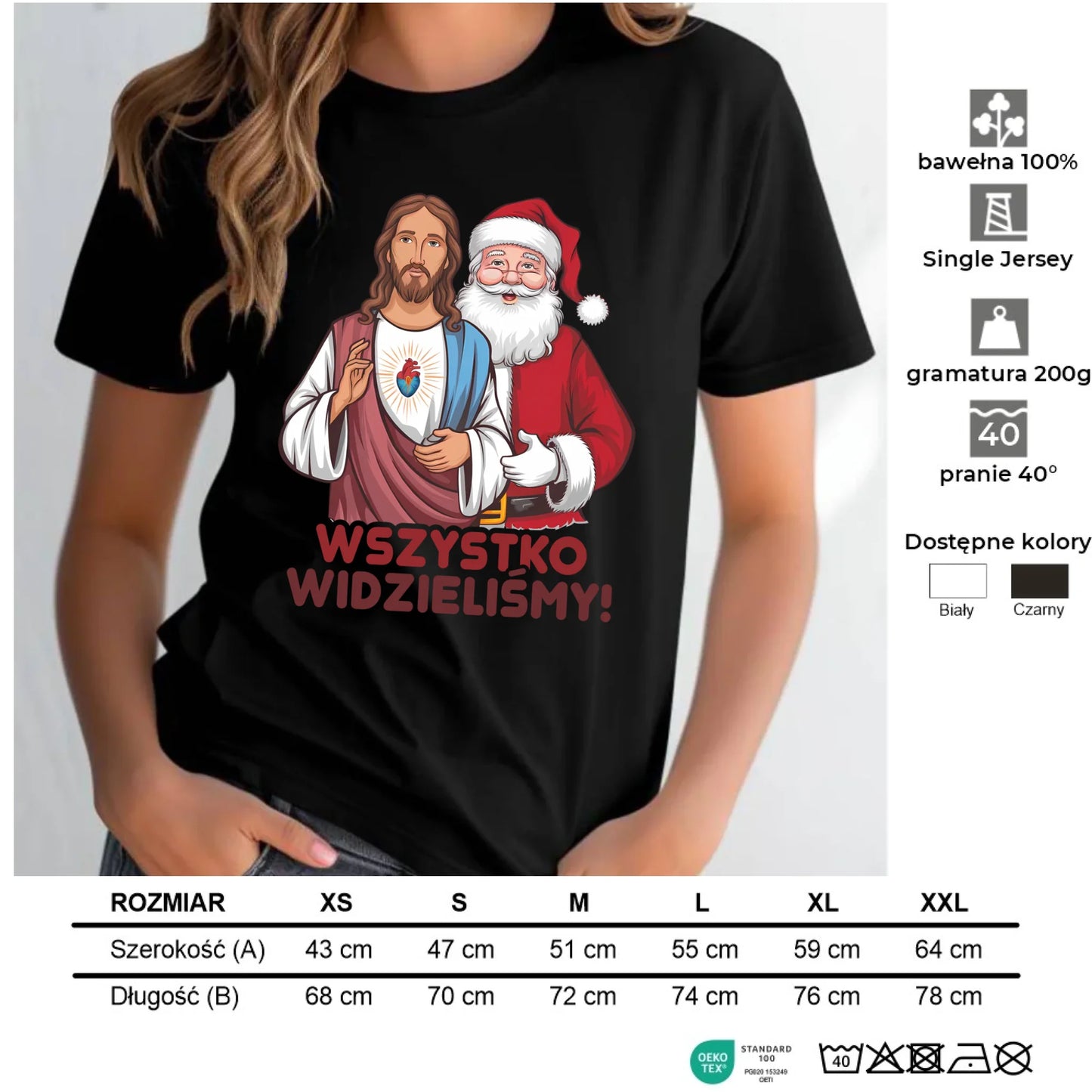 Koszulka damska świąteczna - Jezus i Mikołaj Wszystko widzieliśmy BN89 - StoryCups.pl