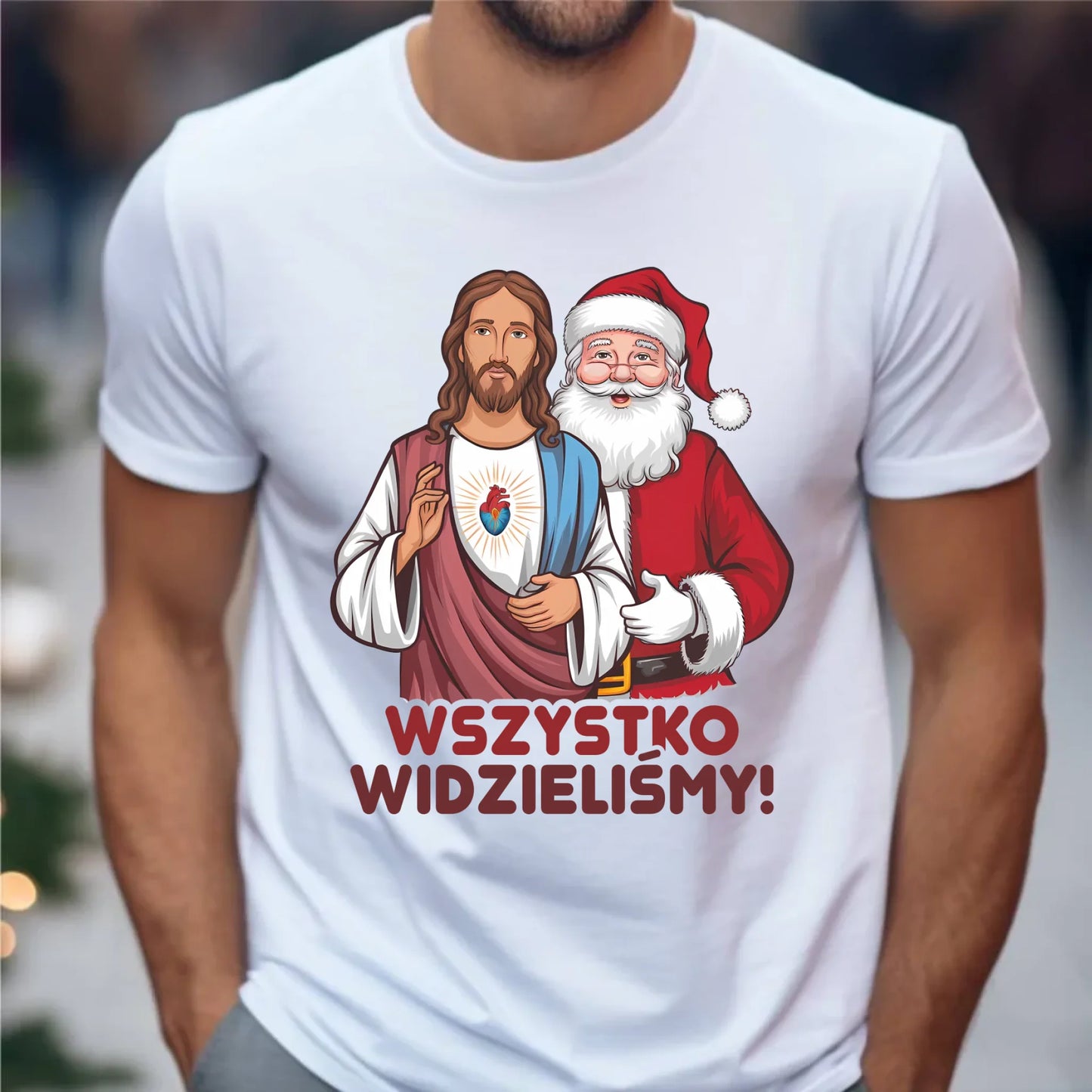 Koszulka męska świąteczna - Jezus i Mikołaj Wszystko widzieliśmy BN89 - StoryCups.pl