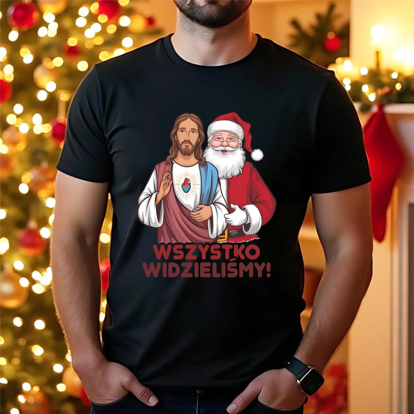 Koszulka męska świąteczna - Jezus i Mikołaj Wszystko widzieliśmy BN89 - StoryCups.pl