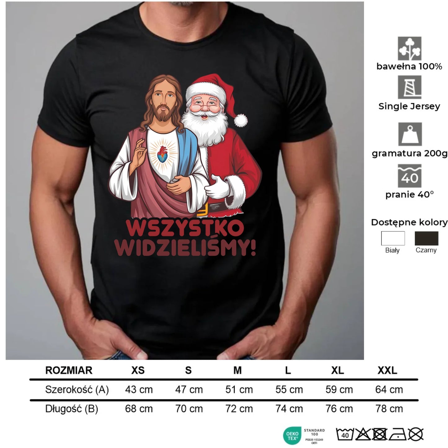 Koszulka męska świąteczna - Jezus i Mikołaj Wszystko widzieliśmy BN89 - StoryCups.pl