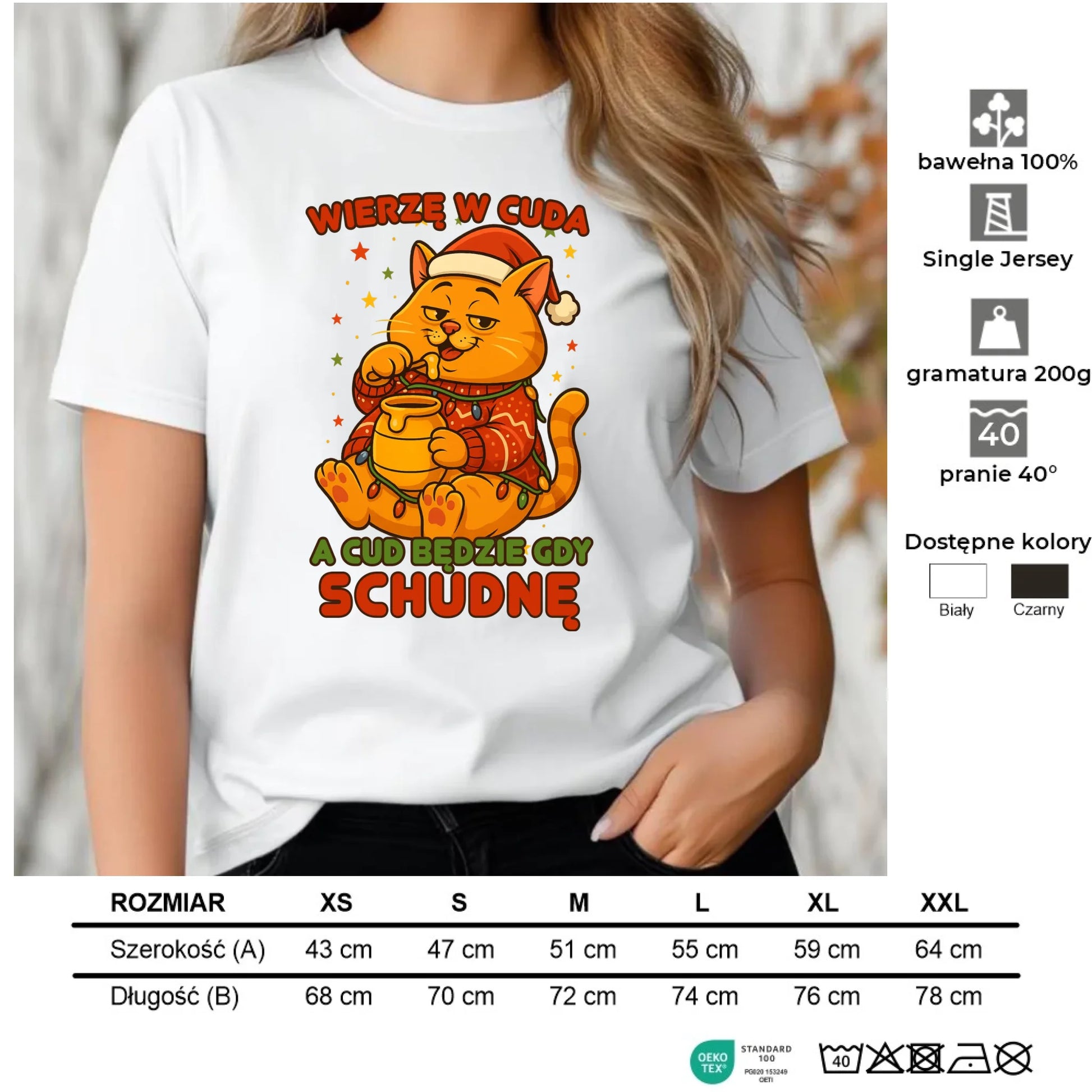 Koszulka damska świąteczna - Wierzę w cuda, a cud będzie gdy schudnę BN88 - StoryCups.pl