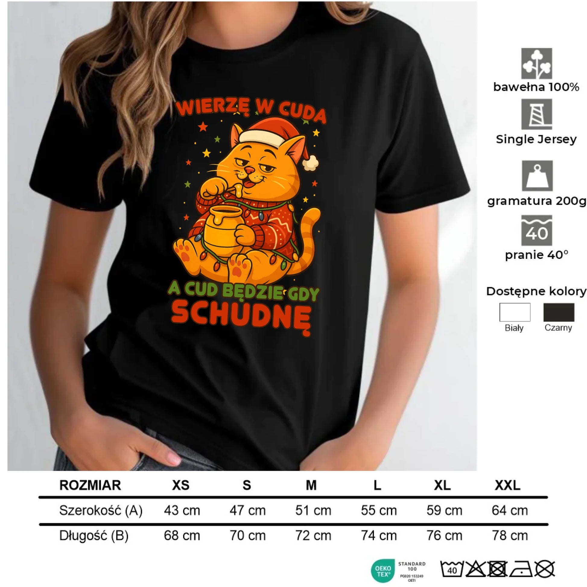 Koszulka damska świąteczna - Wierzę w cuda, a cud będzie gdy schudnę BN88 - StoryCups.pl