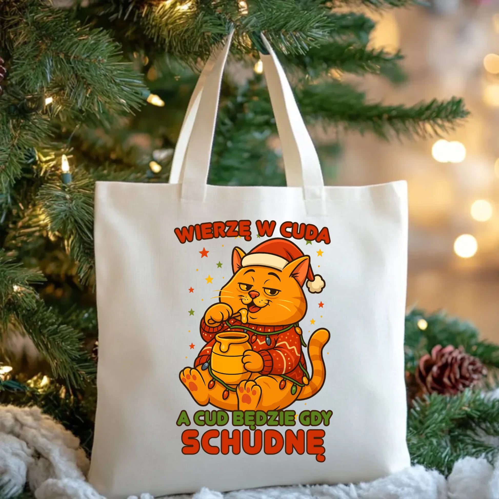 Torba świąteczna - Wierzę w cuda, a cud będzie gdy schudnę BN88 - StoryCups.pl