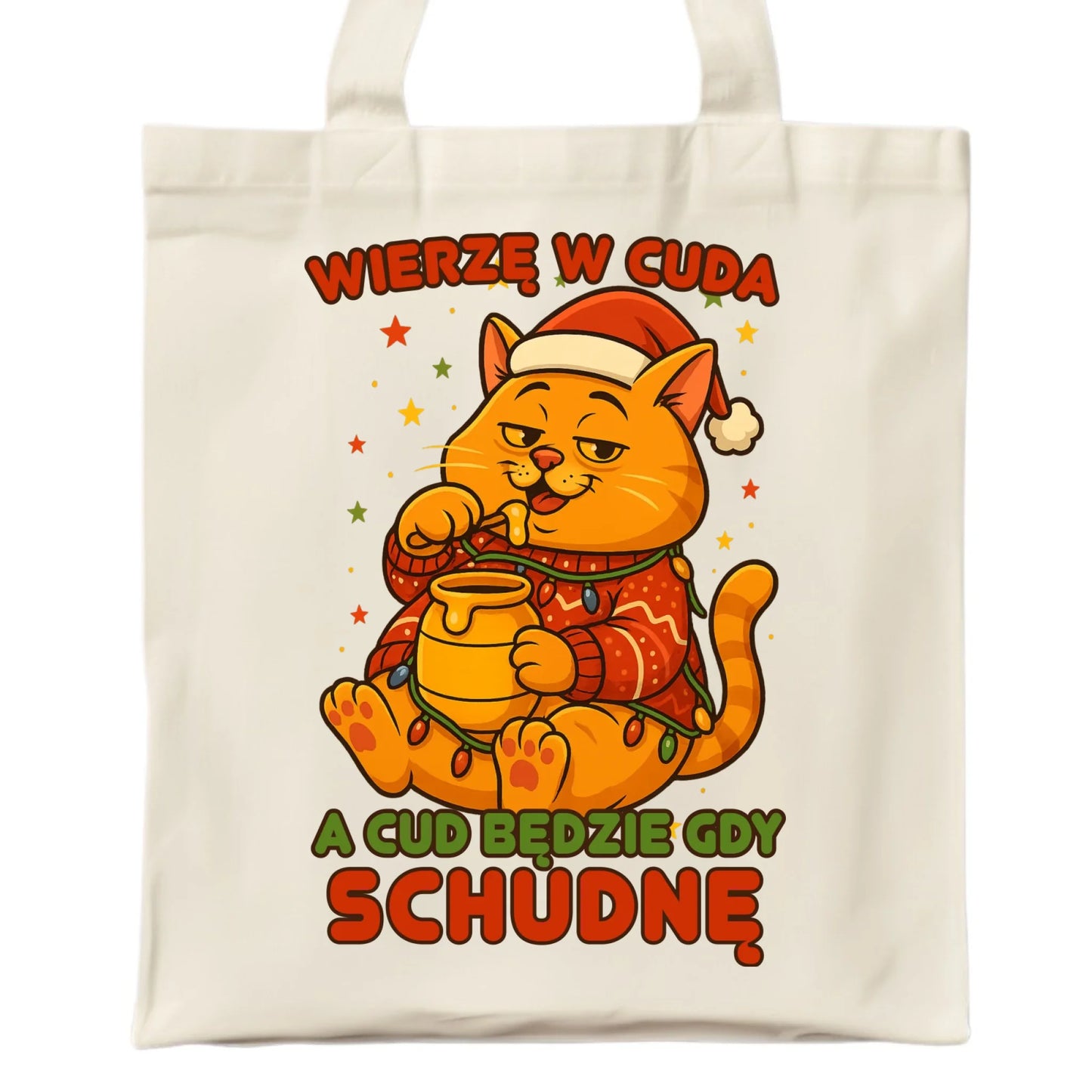 Torba świąteczna - Wierzę w cuda, a cud będzie gdy schudnę BN88 - StoryCups.pl