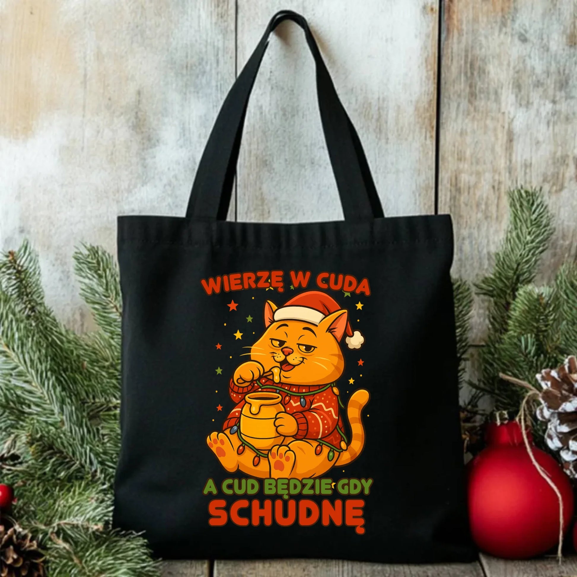 Torba świąteczna - Wierzę w cuda, a cud będzie gdy schudnę BN88 - StoryCups.pl