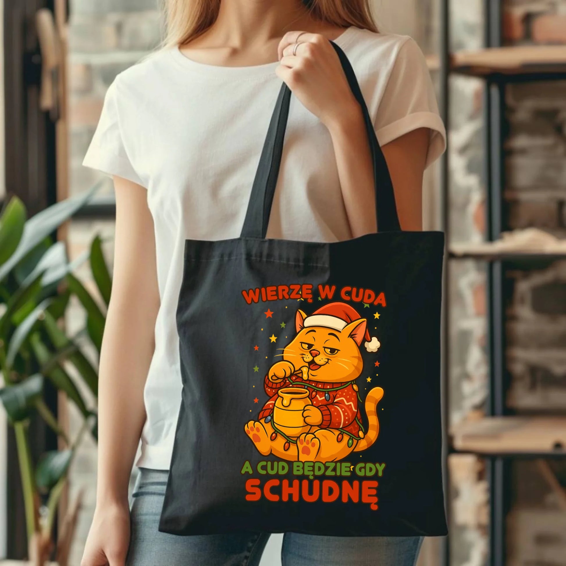 Torba świąteczna - Wierzę w cuda, a cud będzie gdy schudnę BN88 - StoryCups.pl