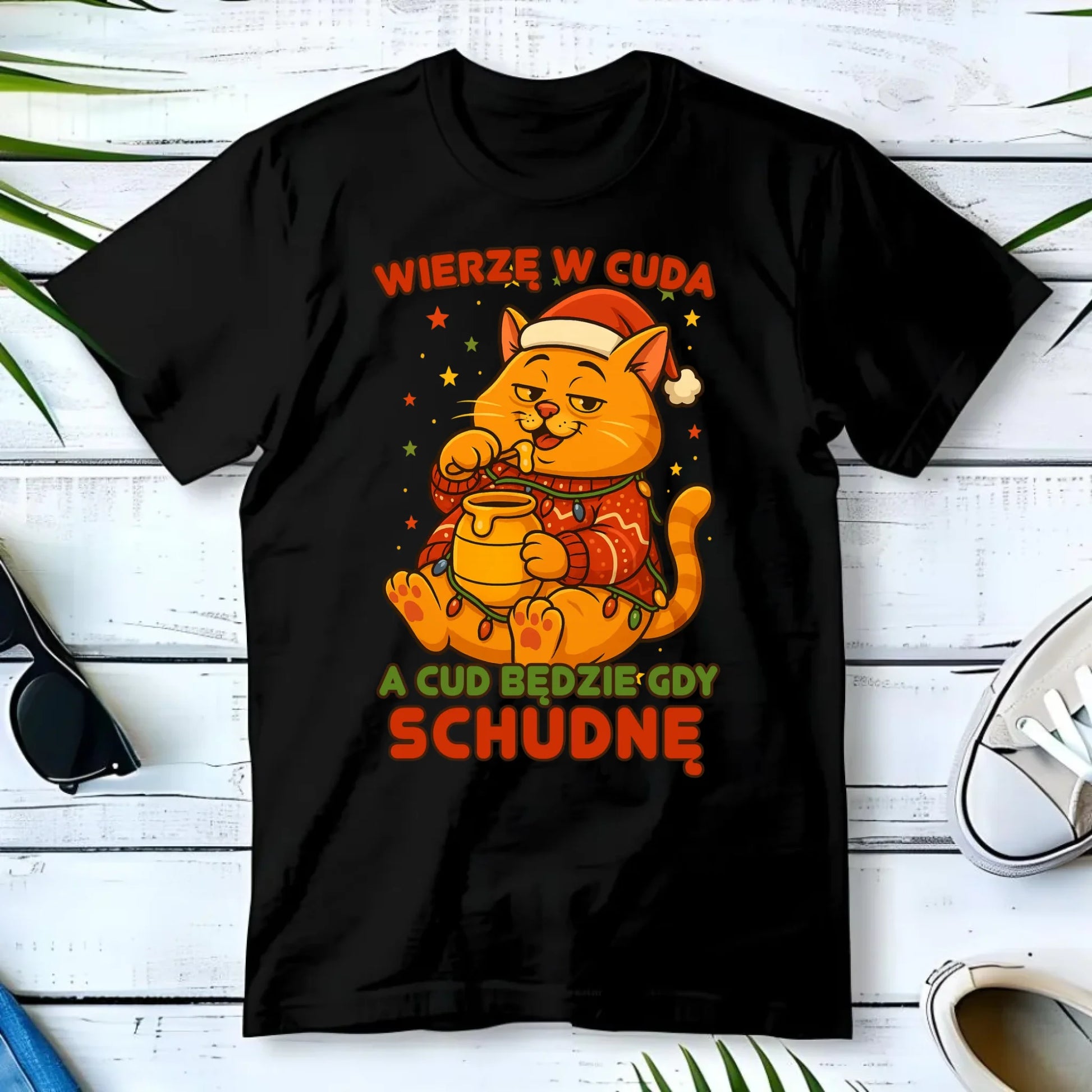 Koszulka męska świąteczna - Wierzę w cuda, a cud będzie gdy schudnę BN88 - StoryCups.pl