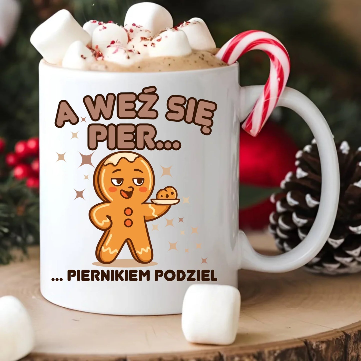 Kubek świąteczny - Piernik A weź się pier... piernikiem podziel BN87 - StoryCups.pl