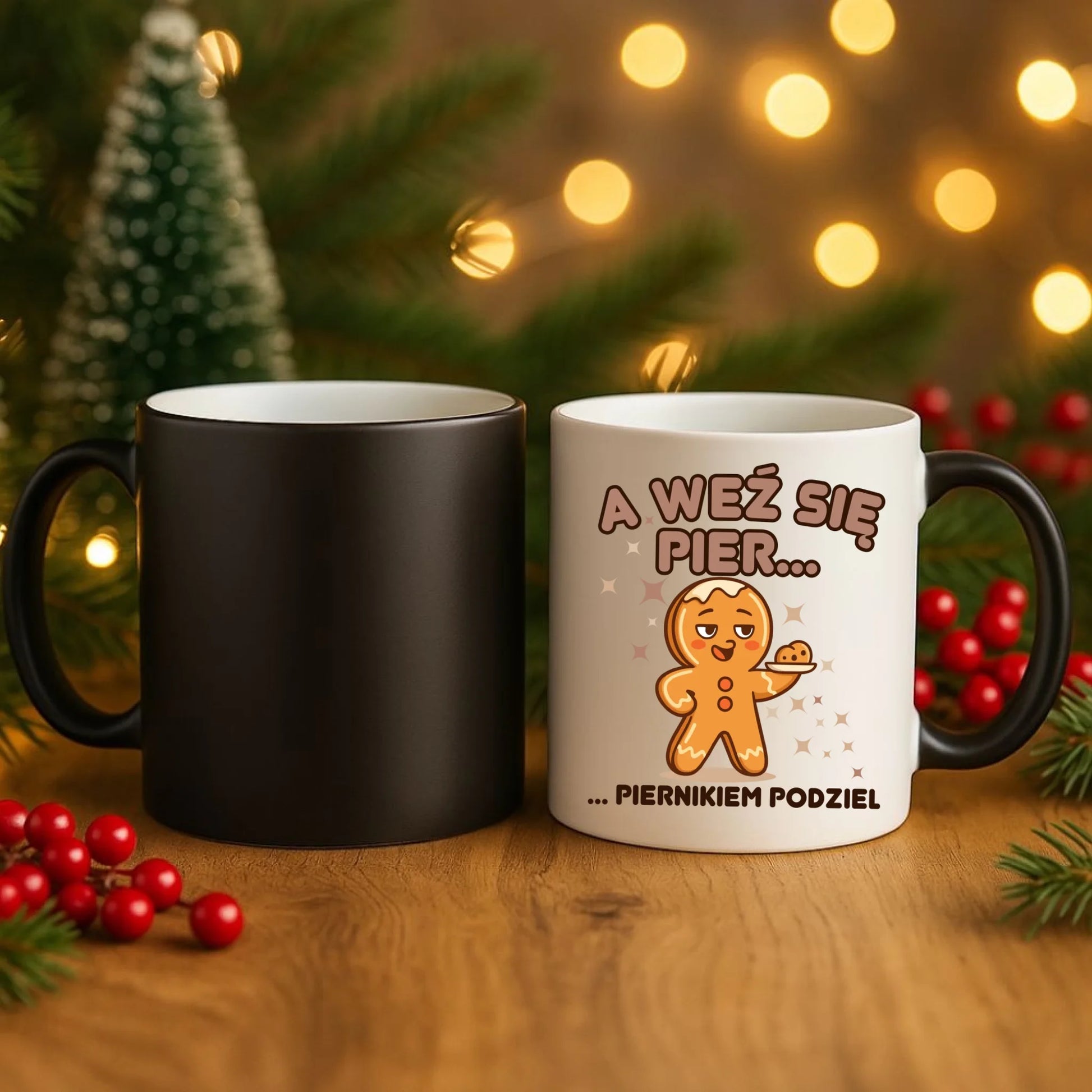 Kubek magiczny świąteczny - Piernik A weź się pier... piernikiem podziel BN87 - StoryCups.pl