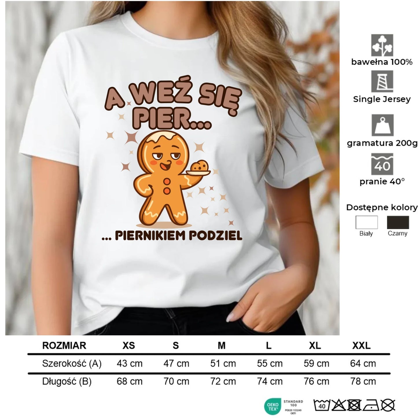Koszulka damska świąteczna - Piernik A weź się pier... piernikiem podziel BN87 - StoryCups.pl