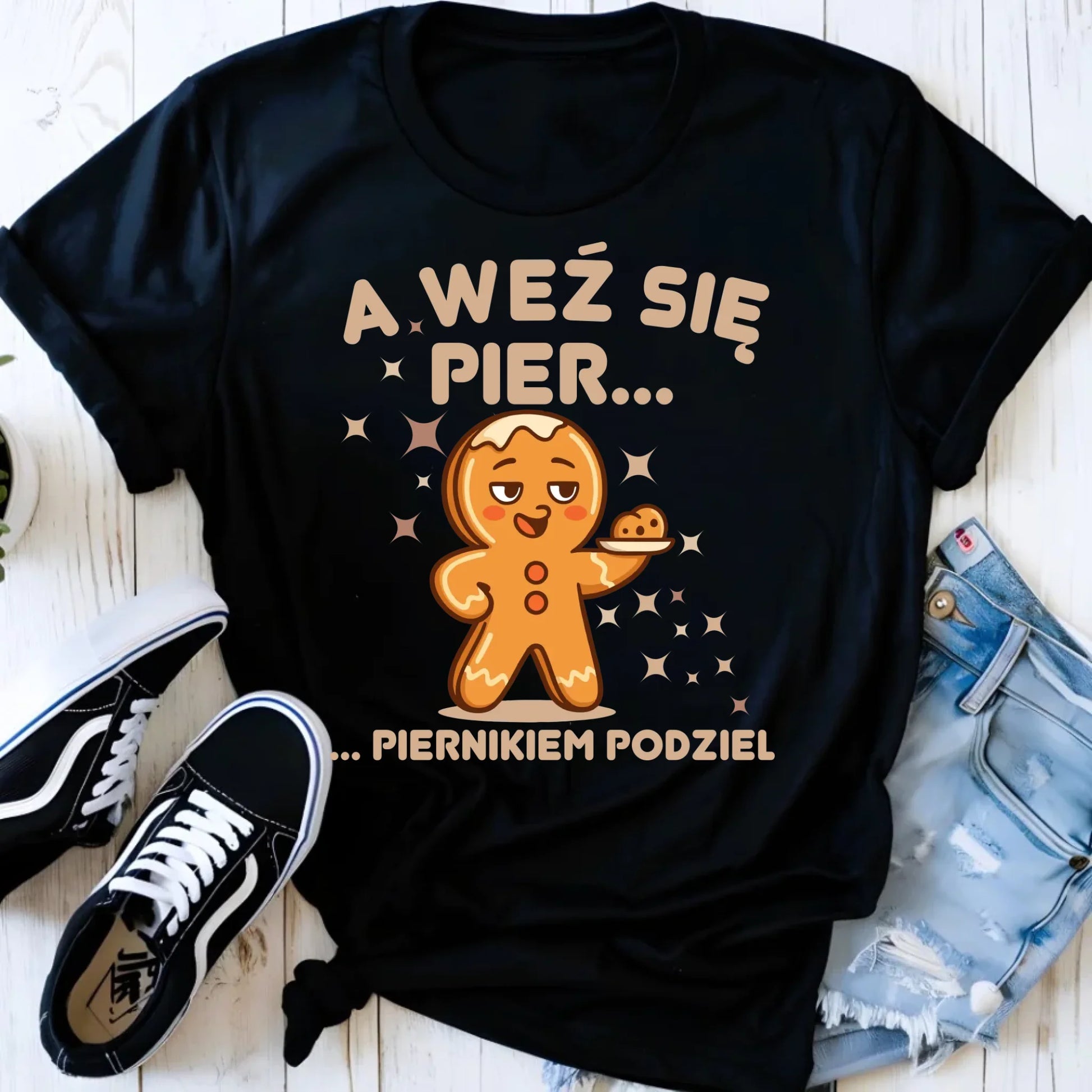 Koszulka damska świąteczna - Piernik A weź się pier... piernikiem podziel BN87 - StoryCups.pl