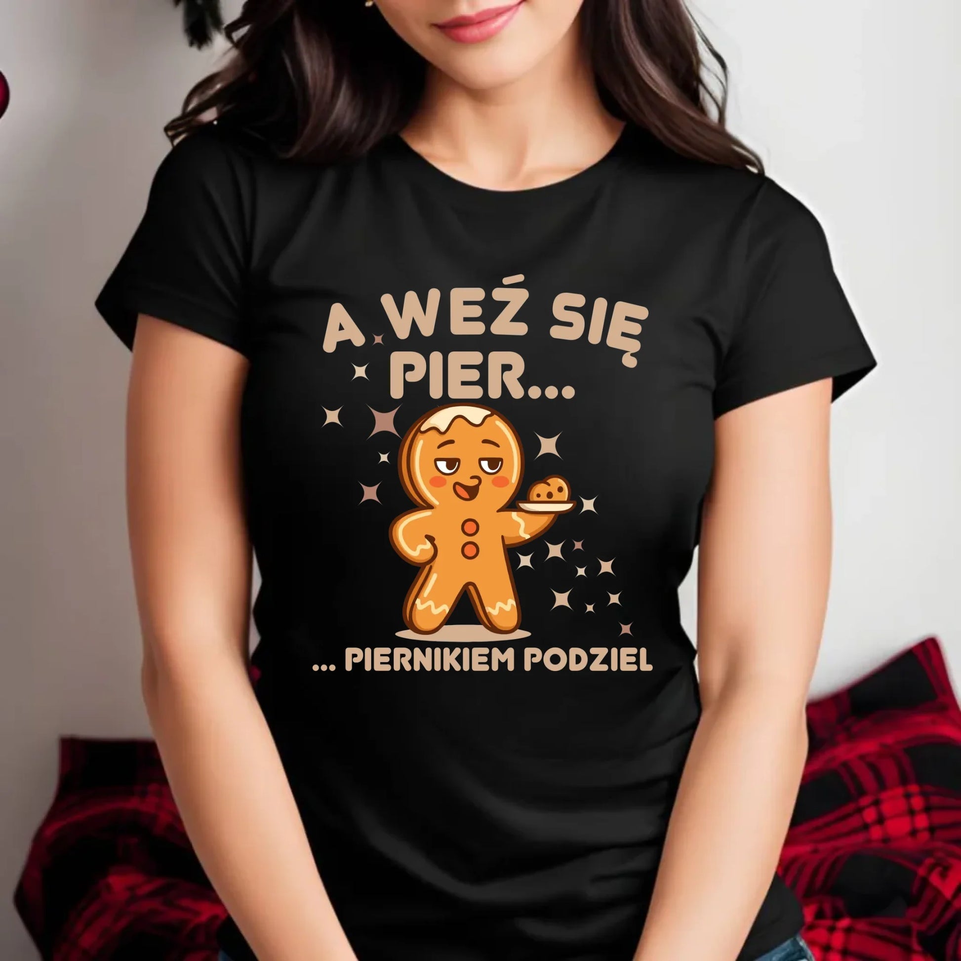 Koszulka damska świąteczna - Piernik A weź się pier... piernikiem podziel BN87 - StoryCups.pl