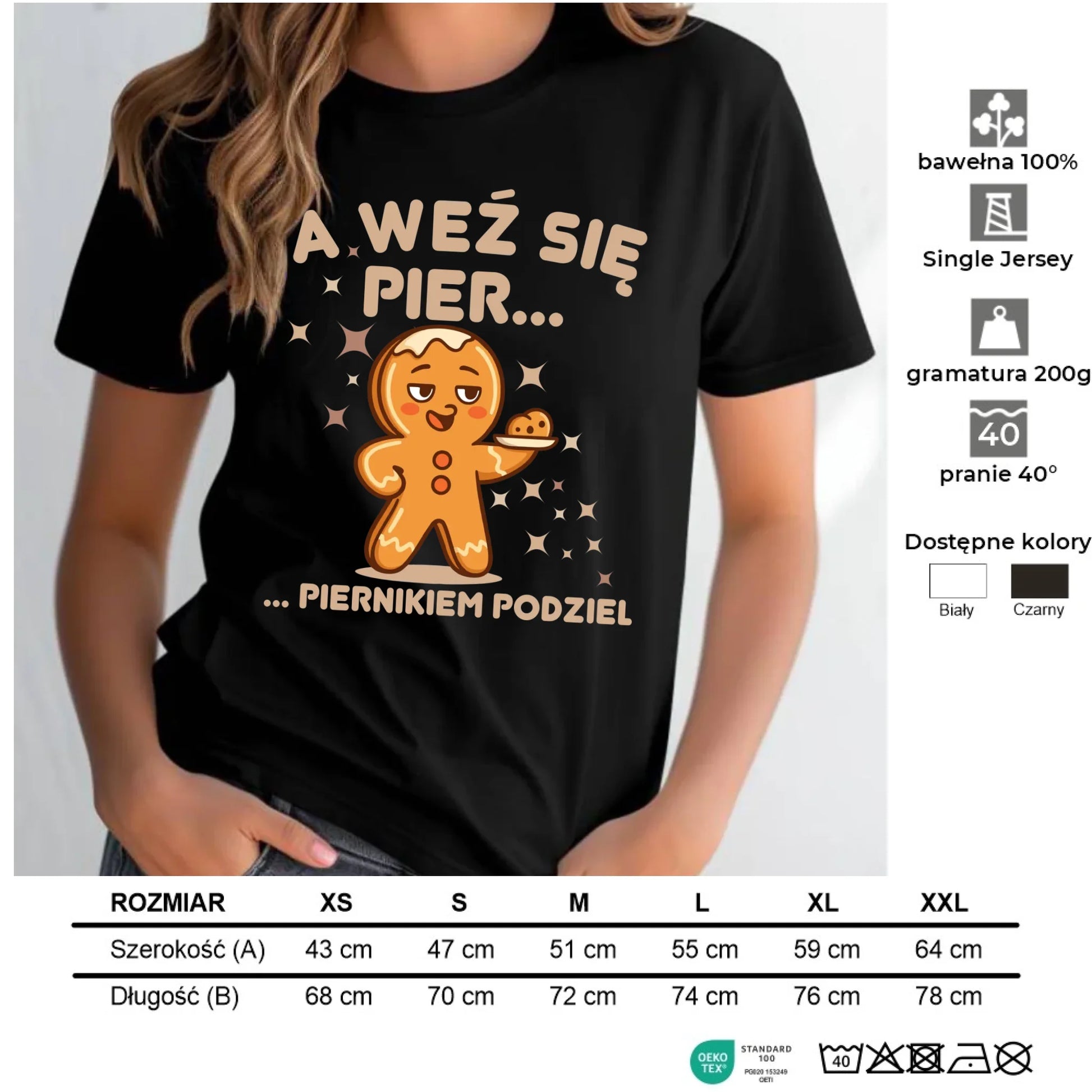Koszulka damska świąteczna - Piernik A weź się pier... piernikiem podziel BN87 - StoryCups.pl
