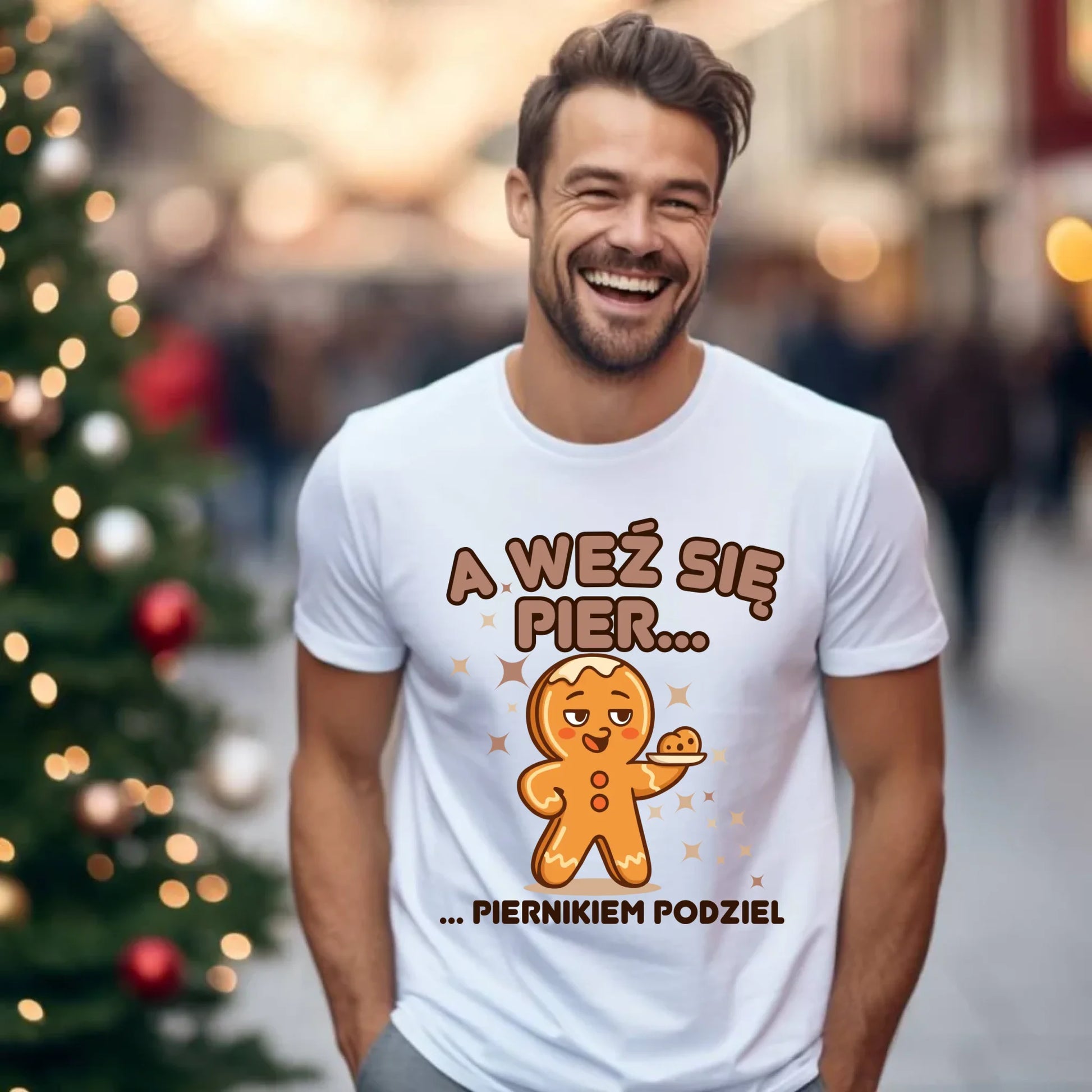 Koszulka męska świąteczna - Piernik A weź się pier... piernikiem podziel BN87 - StoryCups.pl