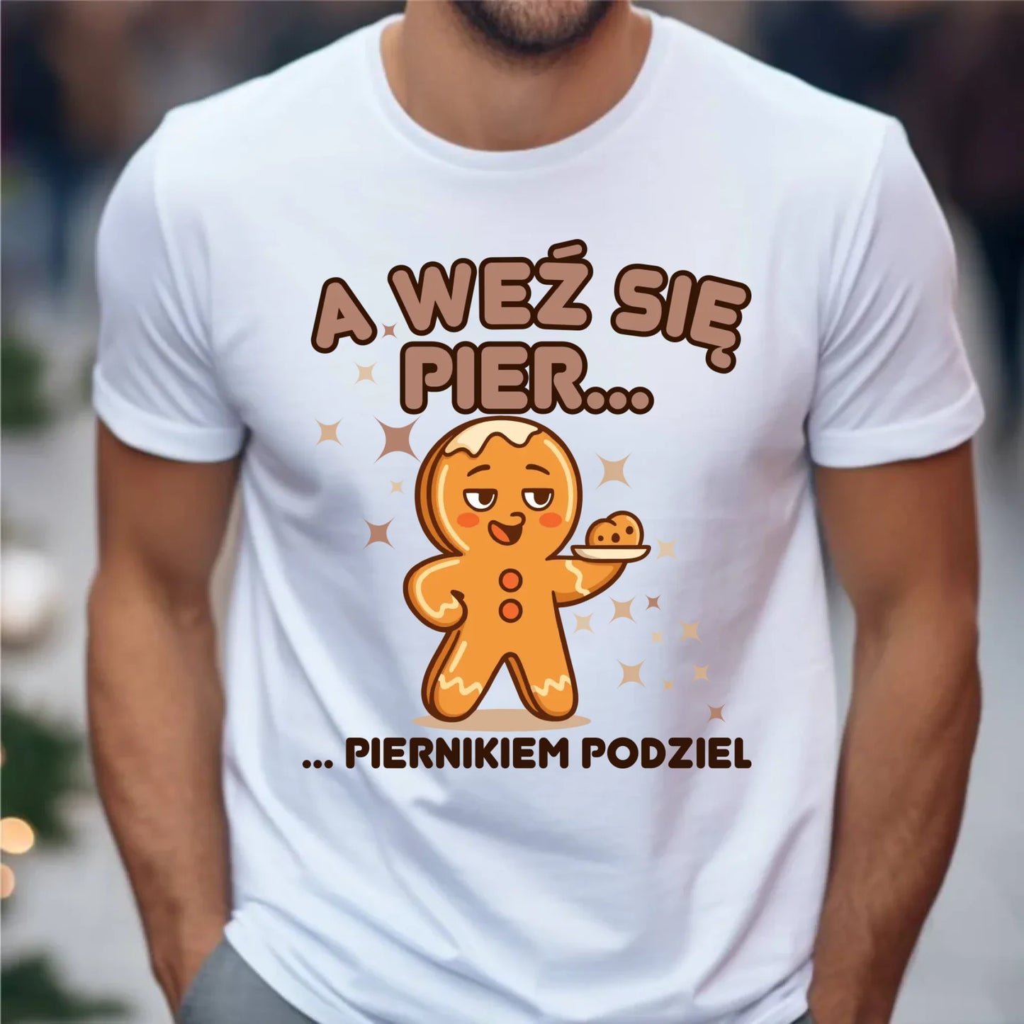 Koszulka męska świąteczna - Piernik A weź się pier... piernikiem podziel BN87 - StoryCups.pl