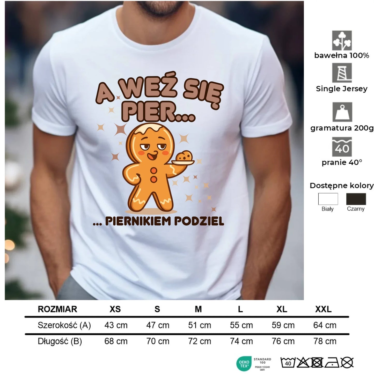 Koszulka męska świąteczna - Piernik A weź się pier... piernikiem podziel BN87 - StoryCups.pl