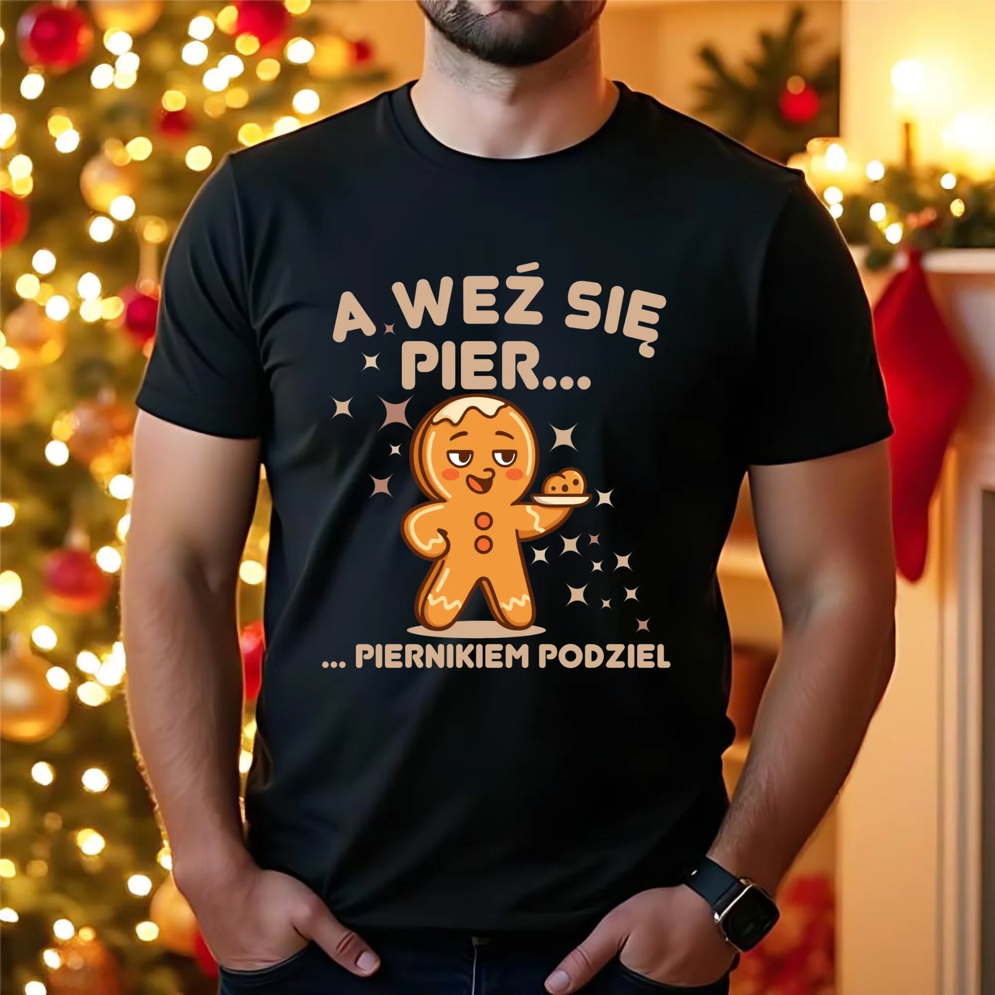 Koszulka męska świąteczna - Piernik A weź się pier... piernikiem podziel BN87 - StoryCups.pl