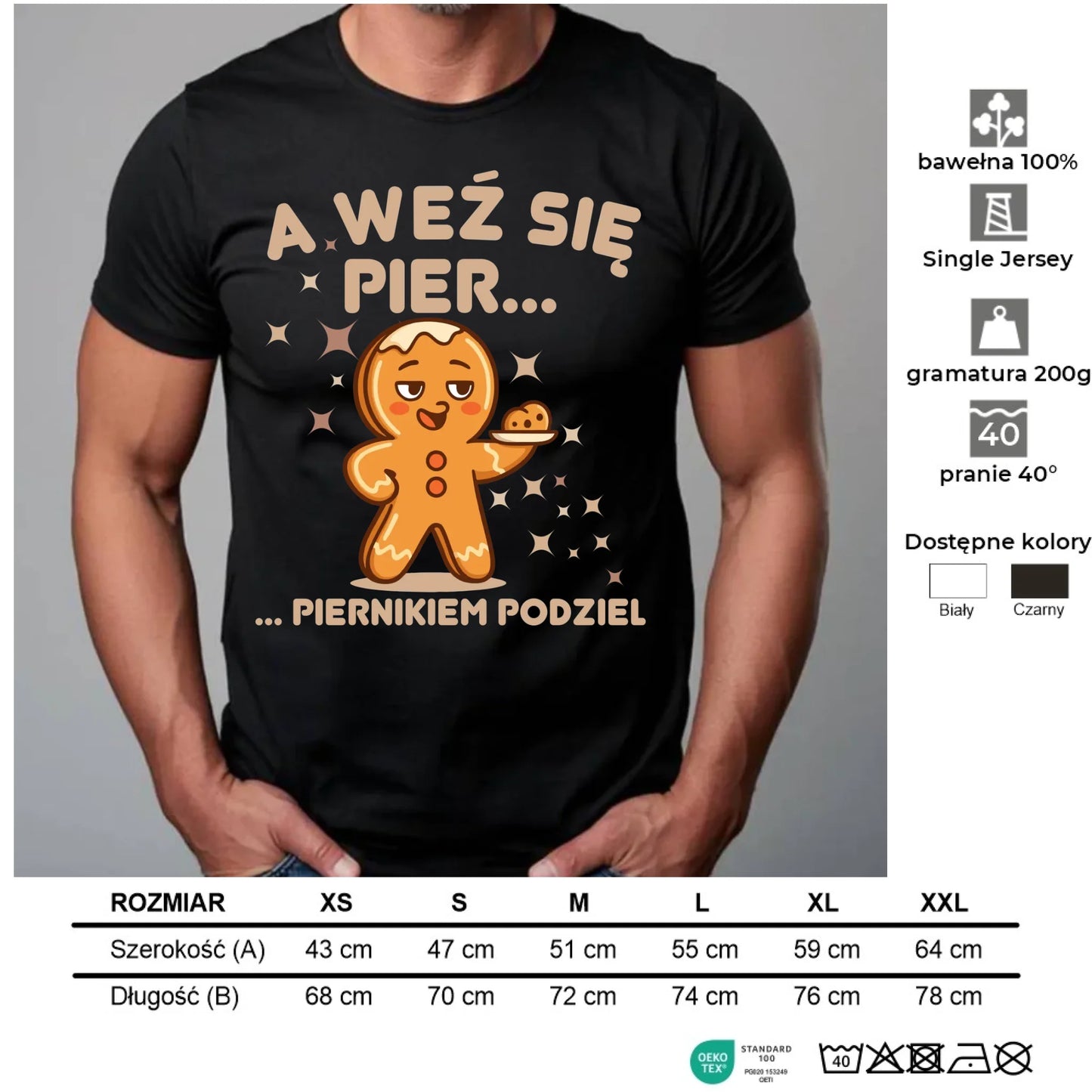 Koszulka męska świąteczna - Piernik A weź się pier... piernikiem podziel BN87 - StoryCups.pl