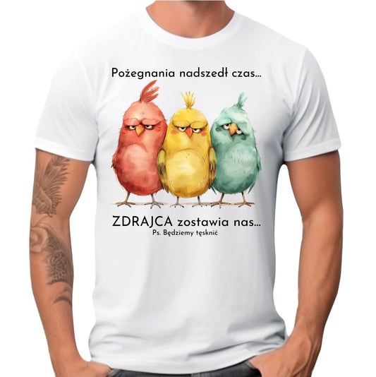 Koszulka męska na odejście z pracy - Pożegnania nadszedł czas OP05