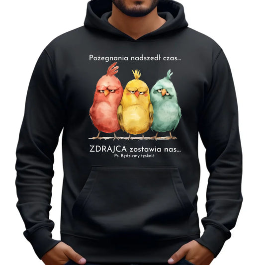 Bluza męska z kapturem na odejście z pracy - Pożegnania nadszedł czas OP05