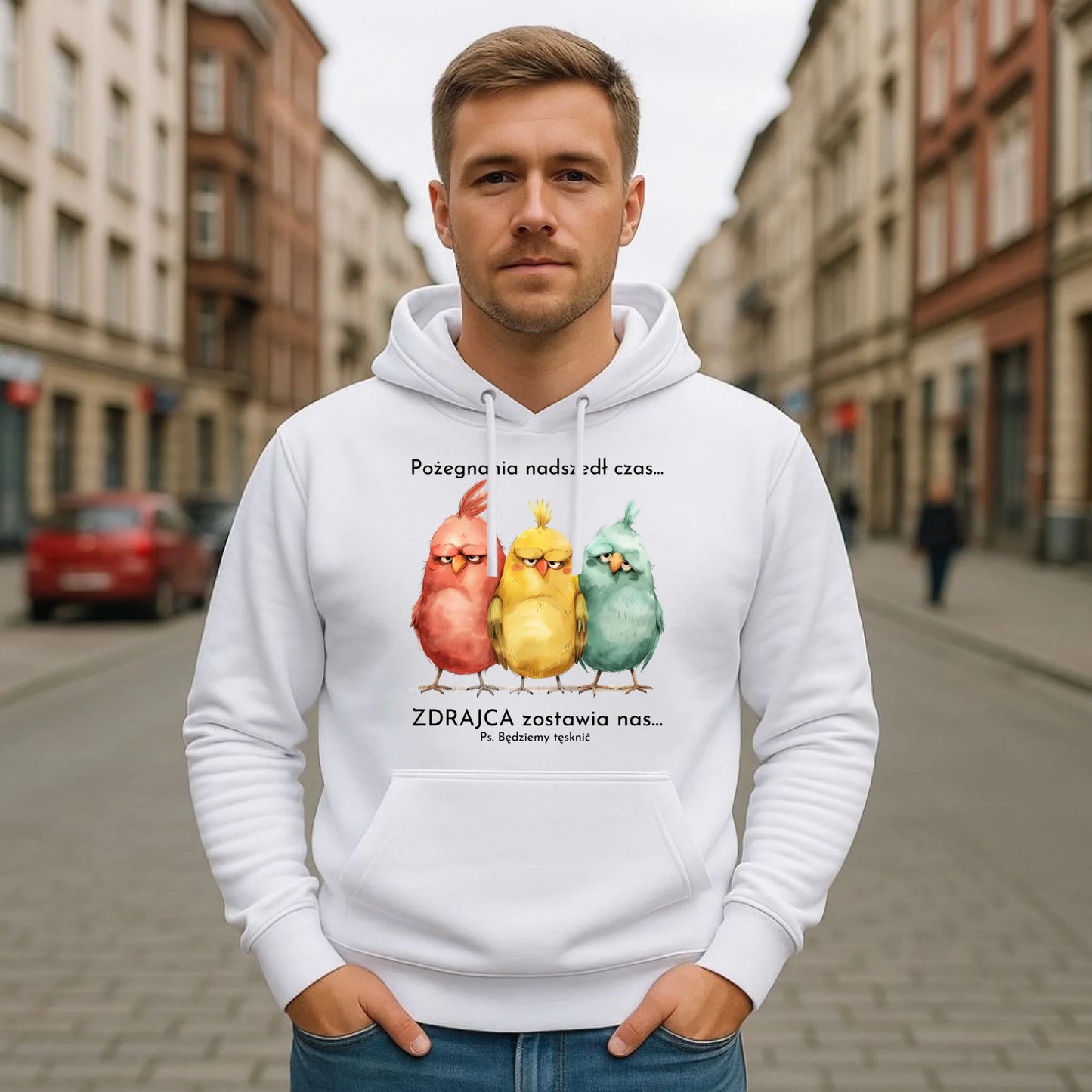 Bluza męska z kapturem na odejście z pracy - Pożegnania nadszedł czas OP05 - StoryCups.pl