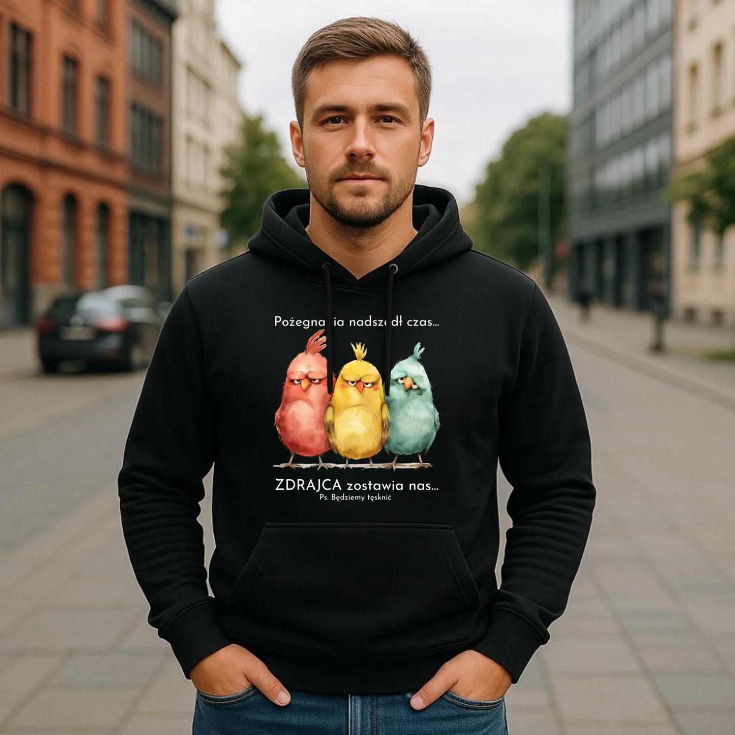 Bluza męska z kapturem na odejście z pracy - Pożegnania nadszedł czas OP05 - StoryCups.pl