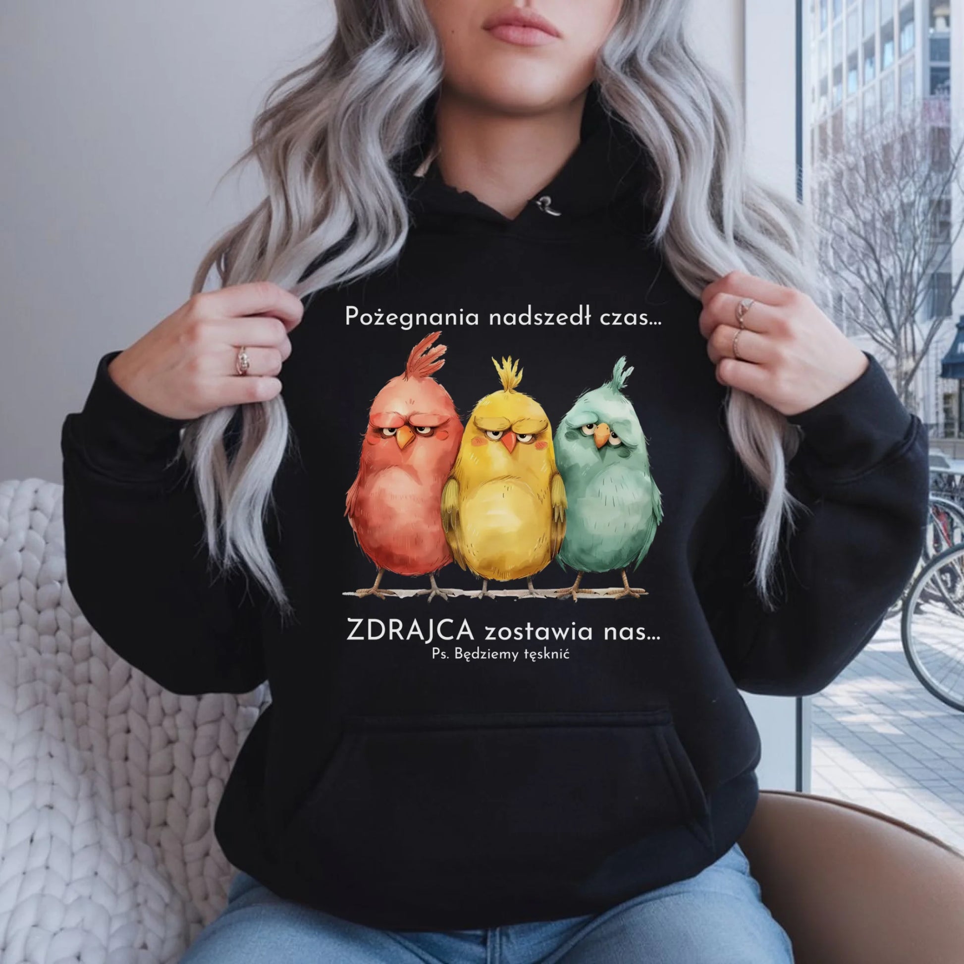 Bluza damska z kapturem na odejście z pracy - Pożegnania nadszedł czas OP05 - StoryCups.pl