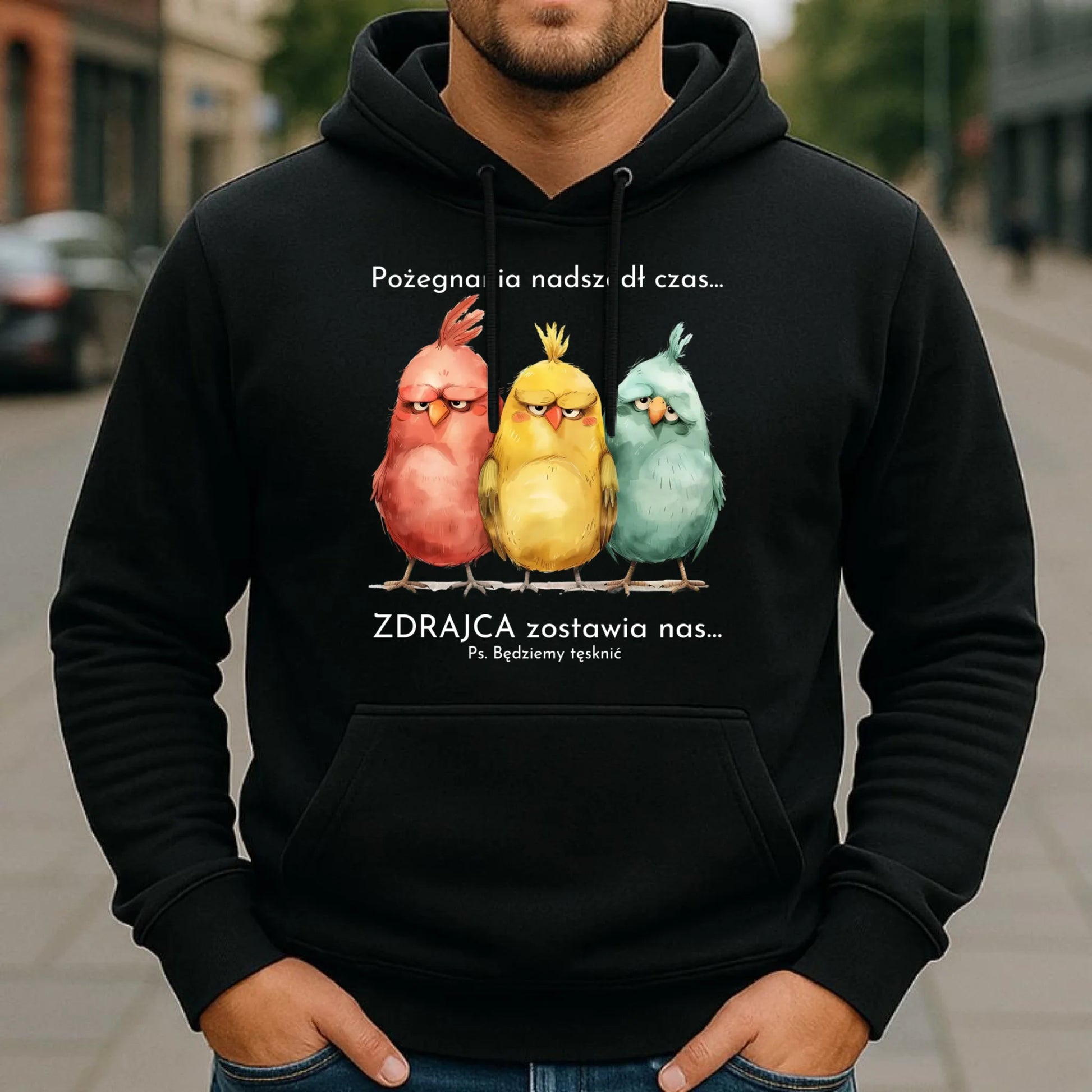 Bluza męska z kapturem na odejście z pracy - Pożegnania nadszedł czas OP05 - StoryCups.pl