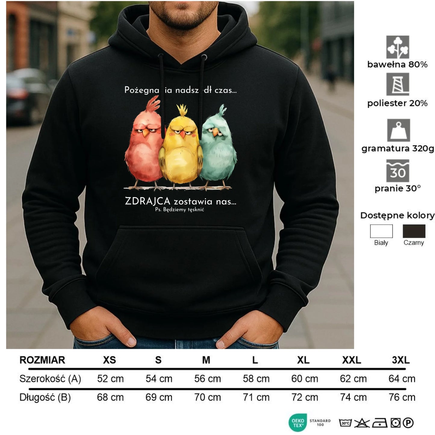 Bluza męska z kapturem na odejście z pracy - Pożegnania nadszedł czas OP05 - StoryCups.pl