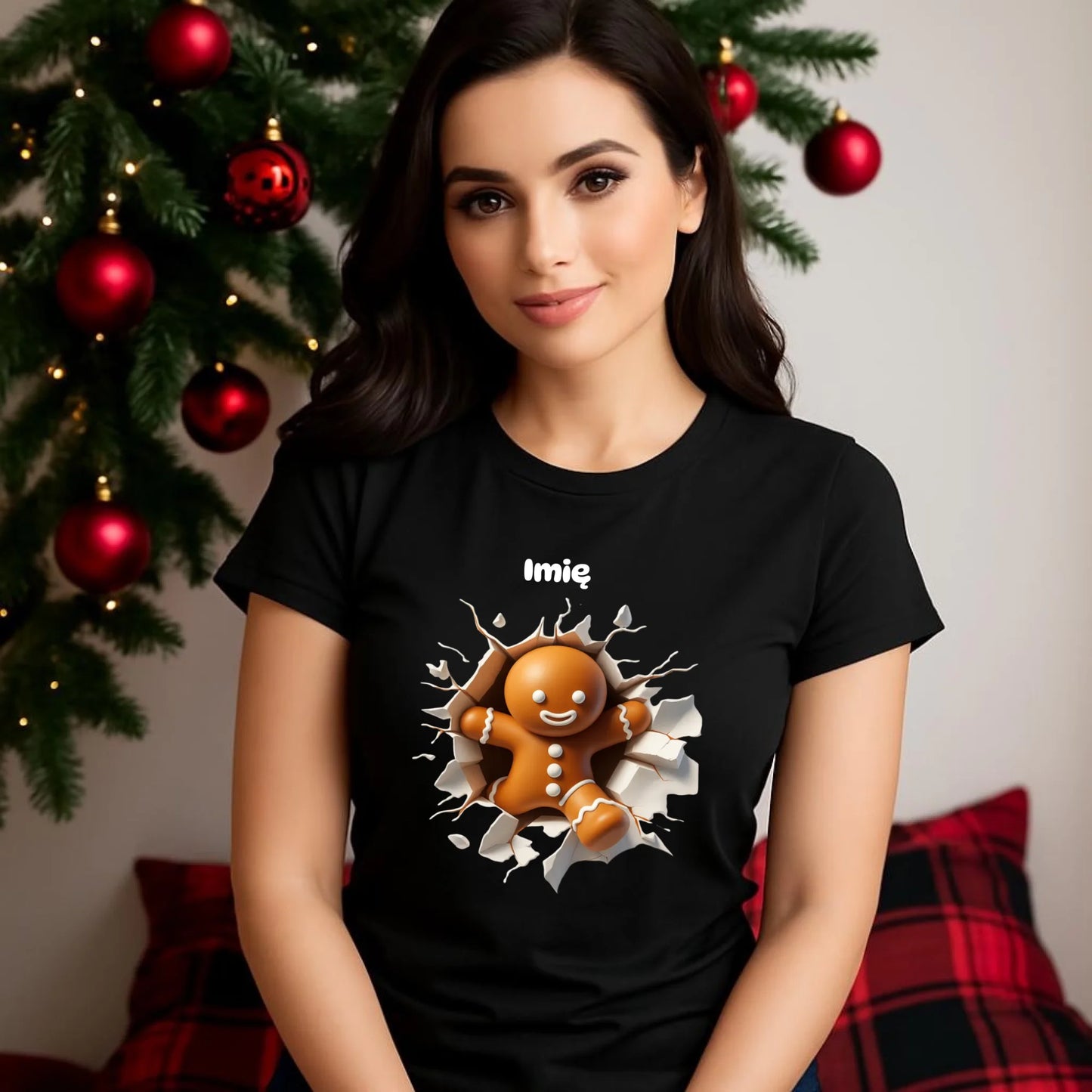 Pierniczek 3D | Personalizowana koszulka damska świąteczna BN81