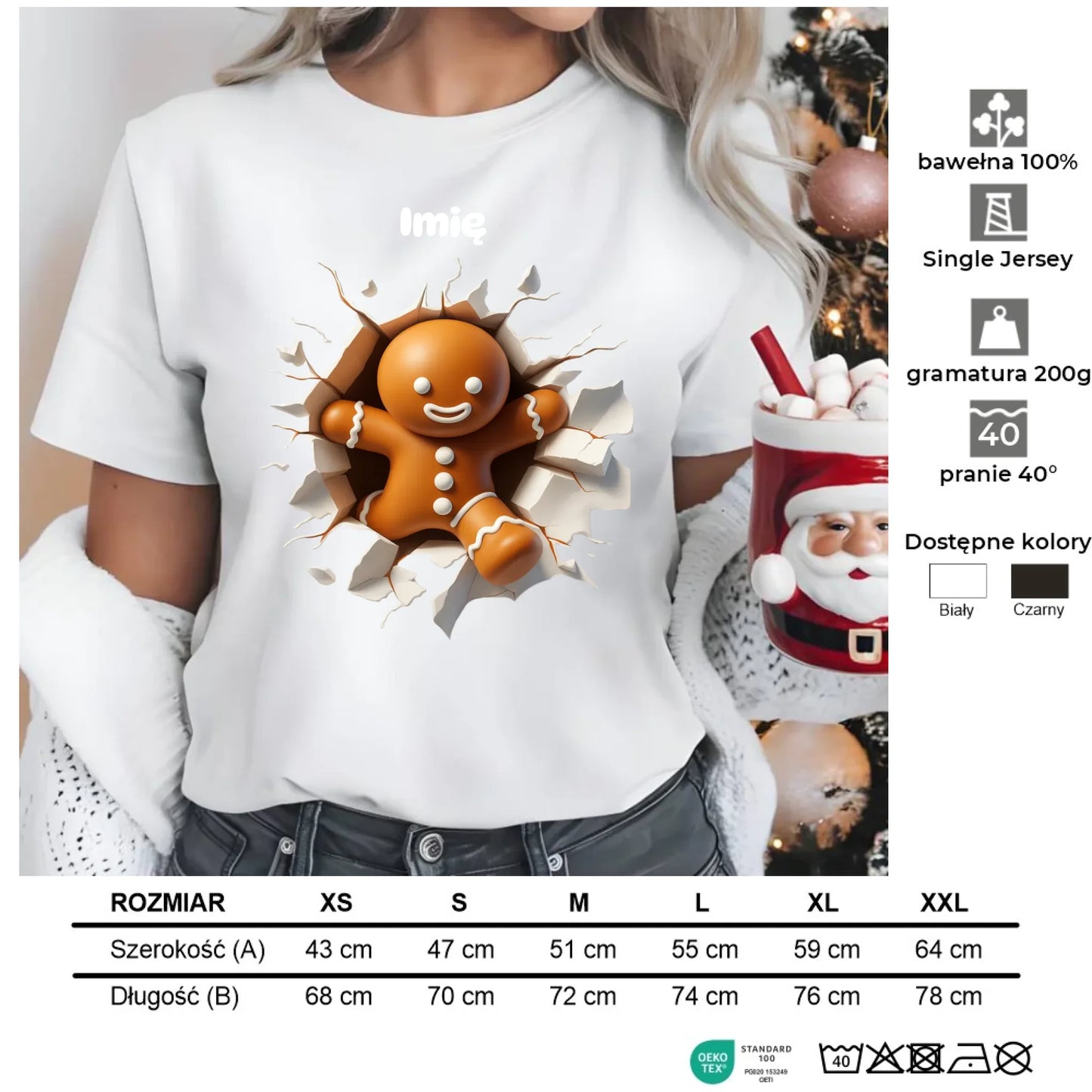 Pierniczek 3D | Personalizowana koszulka damska świąteczna BN81