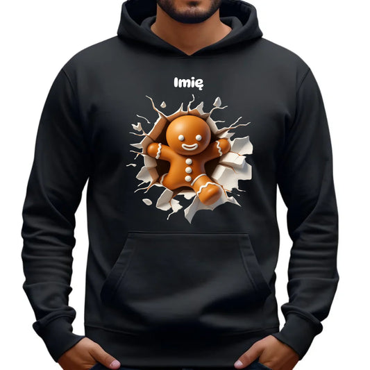 Pierniczek 3D | Personalizowana świąteczna bluza męska z kapturem BN81
