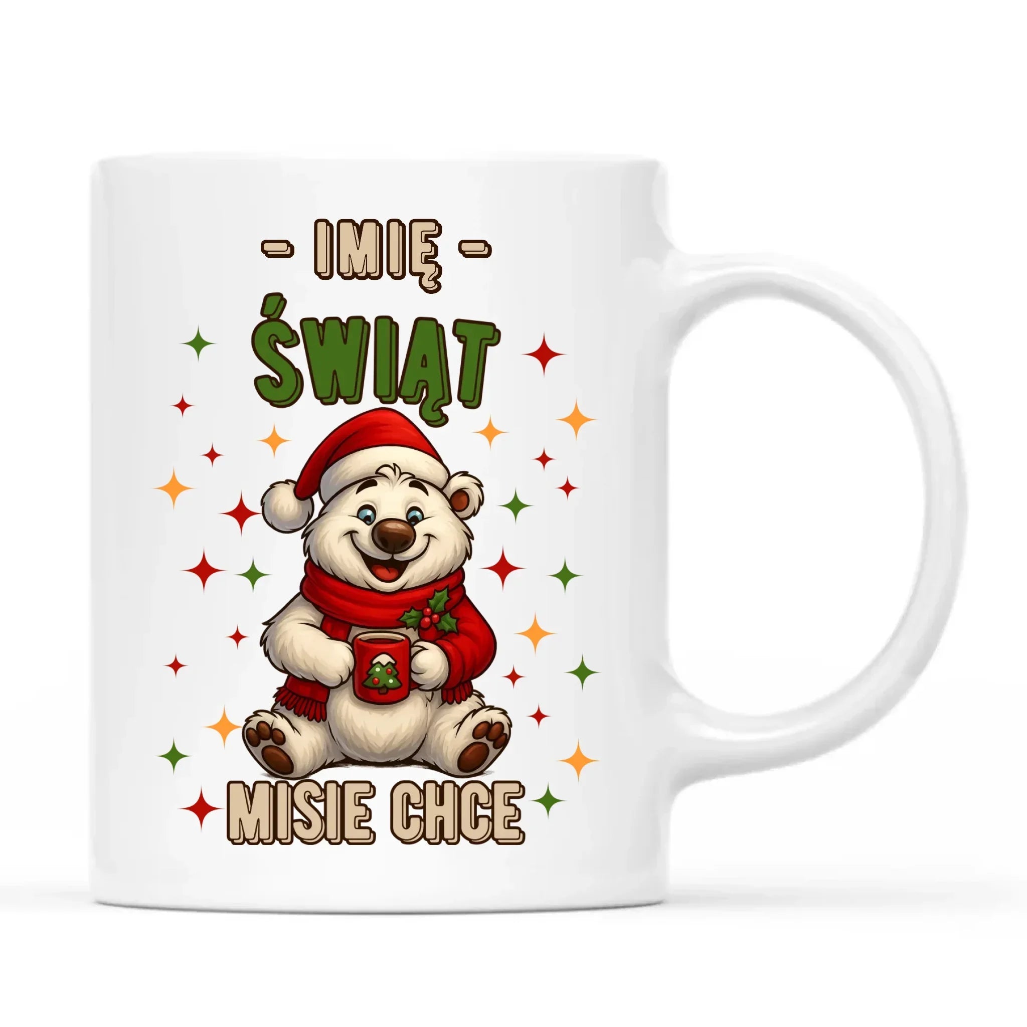 Kubek świąteczny - Misiek Świąt misie chce - personalizowany BN86 - StoryCups.pl