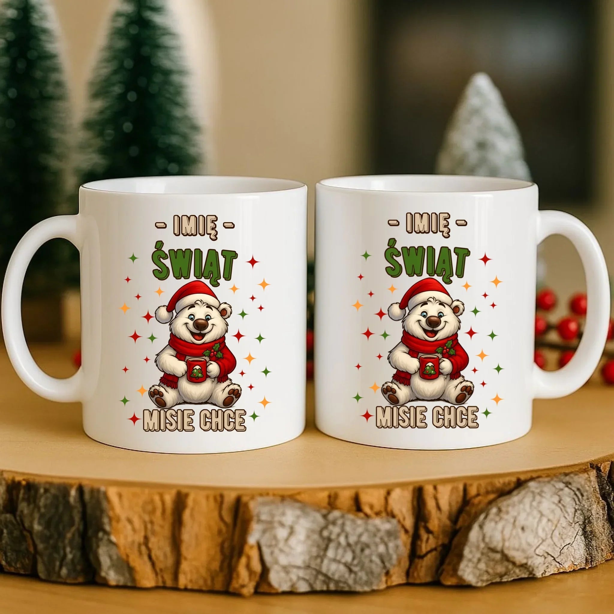 Kubek świąteczny - Misiek Świąt misie chce - personalizowany BN86 - StoryCups.pl
