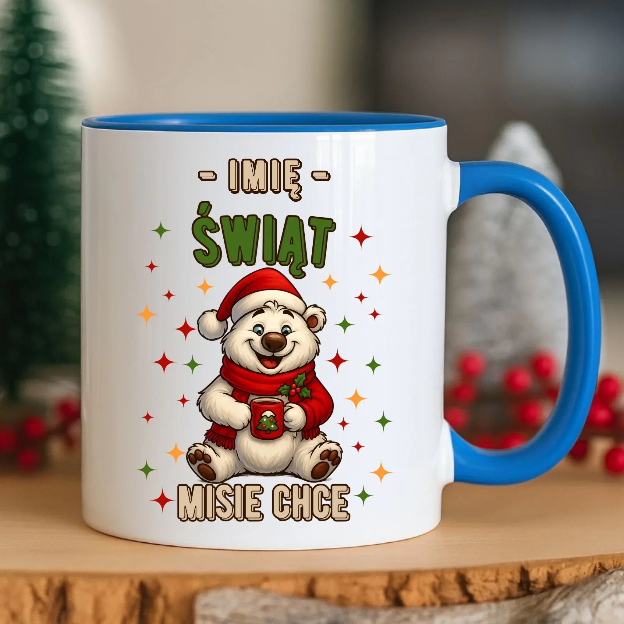 Kubek świąteczny - Misiek Świąt misie chce - personalizowany BN86 - StoryCups.pl