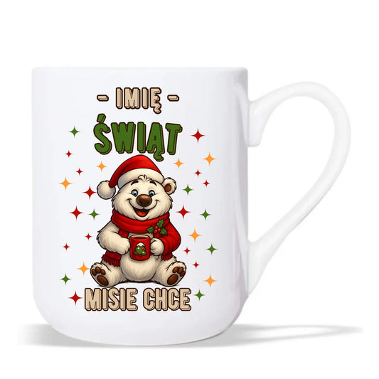 Kubek elegant świąteczny - Misiek Świąt misie chce - personalizowany BN86