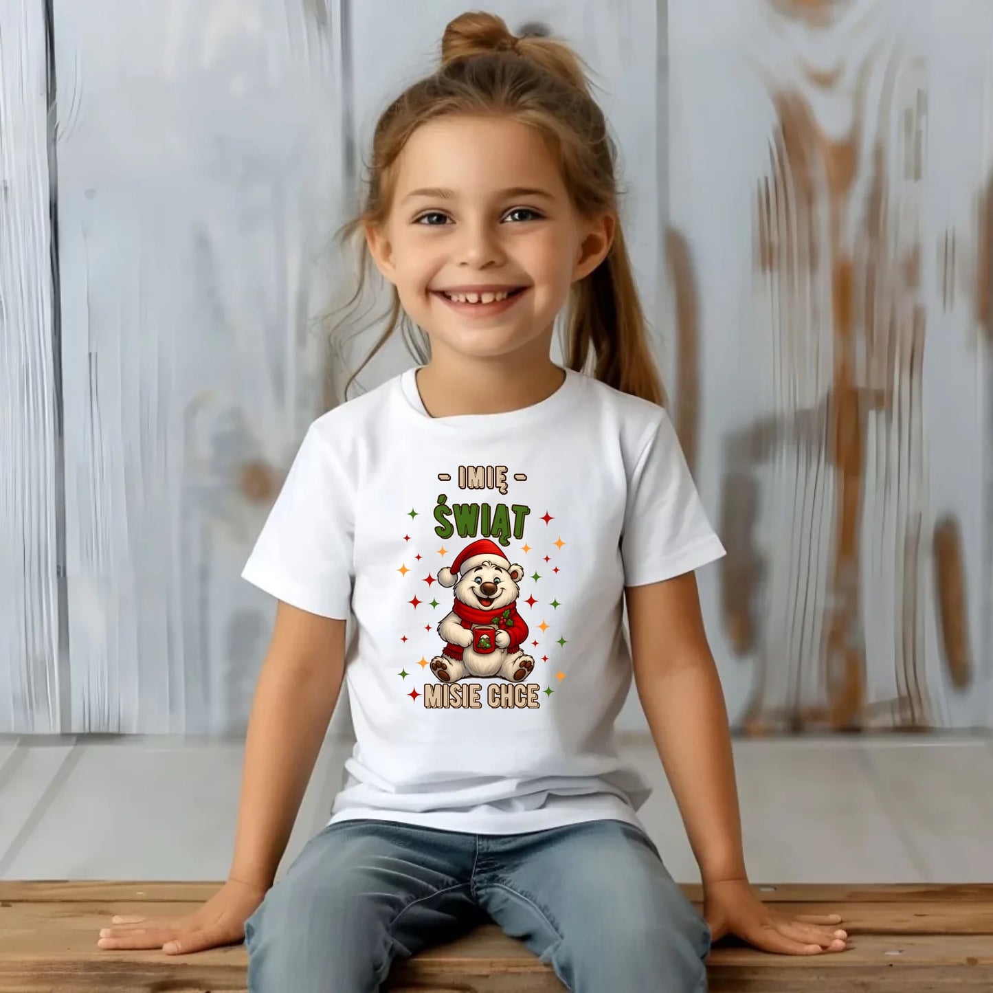 Koszulka dziecięca świąteczna - Misiek Świąt misie chce - personalizowana BN86