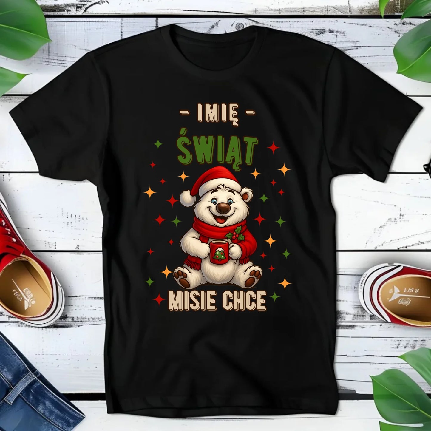 Koszulka dziecięca świąteczna - Misiek Świąt misie chce - personalizowana BN86