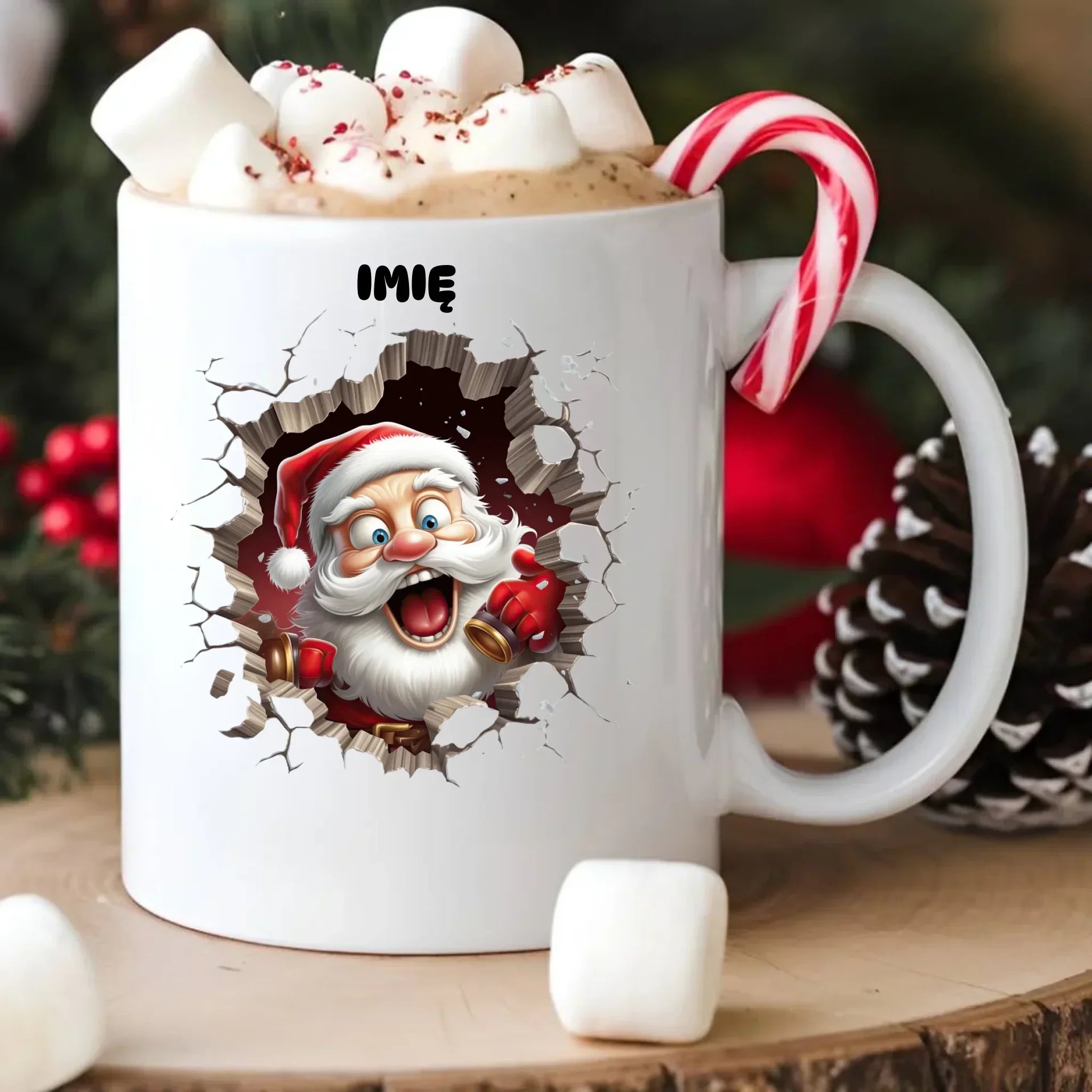 Kubek świąteczny - Mikołaj 3D - personalizowany BN85 - StoryCups.pl