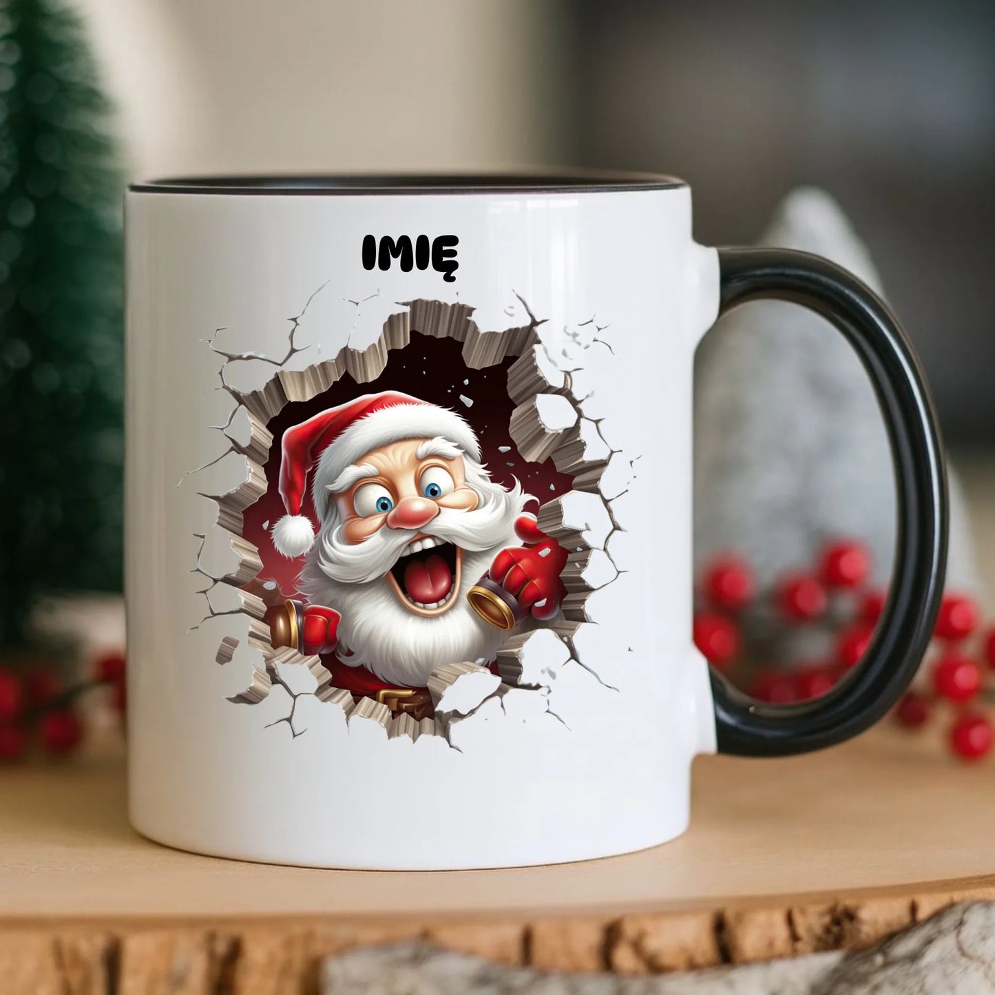 Kubek świąteczny - Mikołaj 3D - personalizowany BN85 - StoryCups.pl