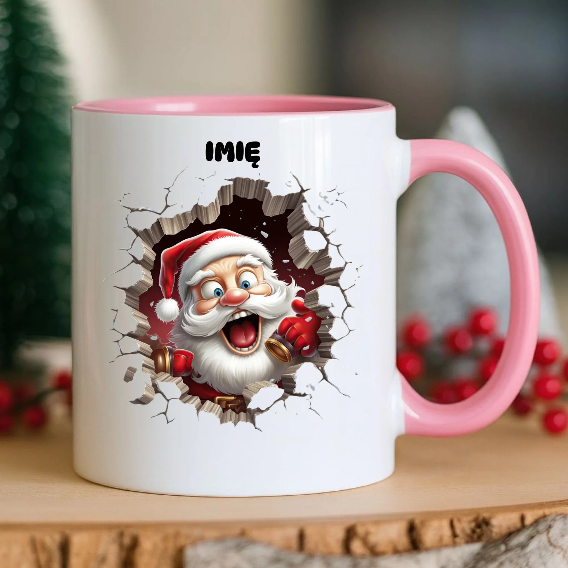 Kubek świąteczny - Mikołaj 3D - personalizowany BN85 - StoryCups.pl