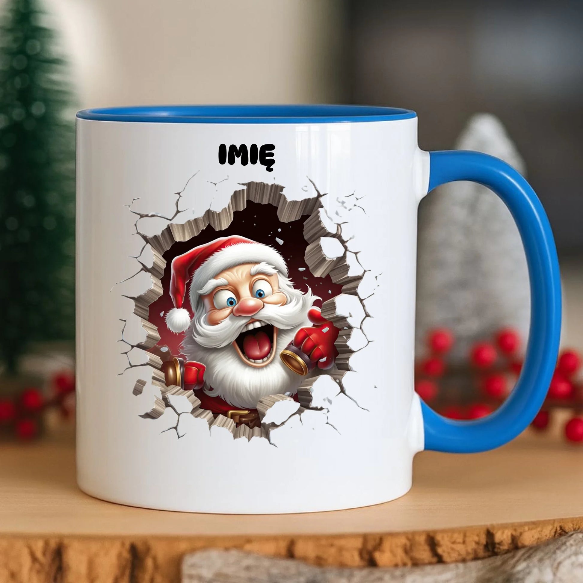 Kubek świąteczny - Mikołaj 3D - personalizowany BN85 - StoryCups.pl