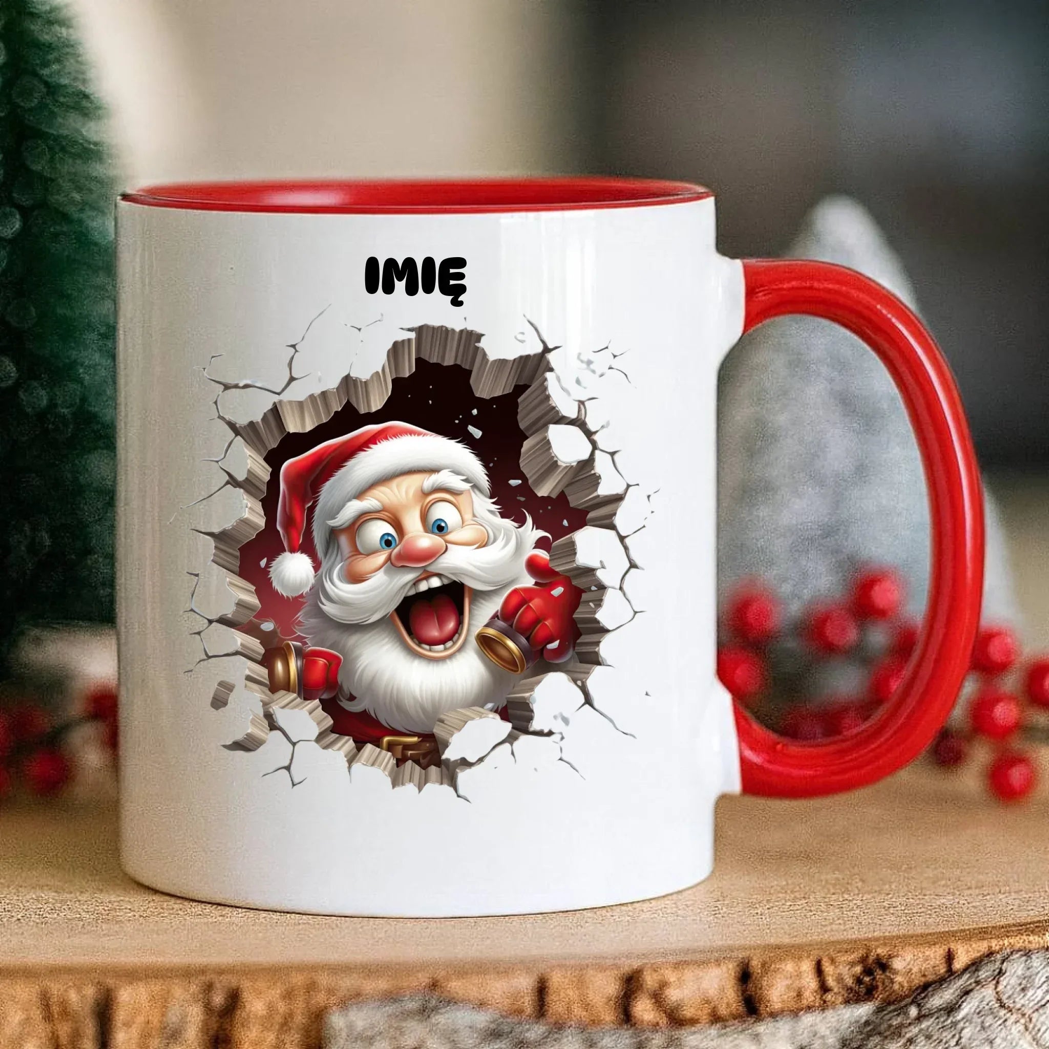 Kubek świąteczny - Mikołaj 3D - personalizowany BN85 - StoryCups.pl
