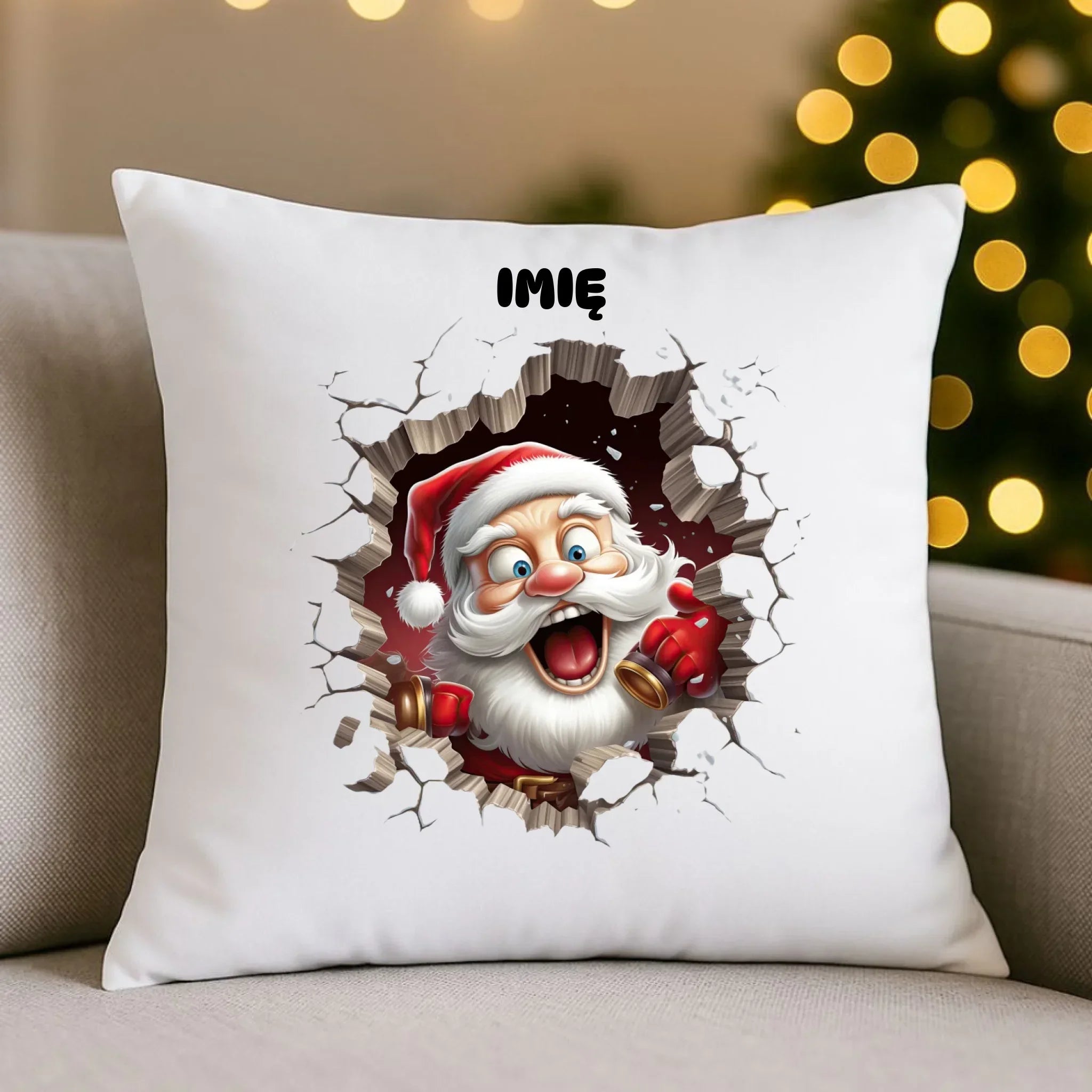Poduszka świąteczna - Mikołaj 3D - personalizowana BN85 - StoryCups.pl