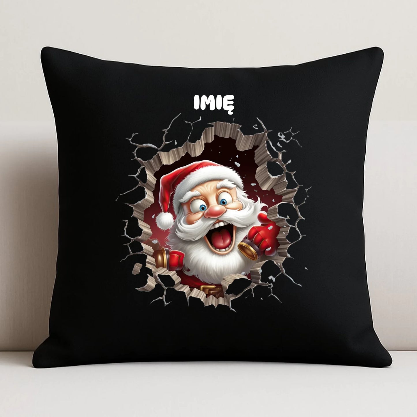 Poduszka dekoracyjna świąteczna - Mikołaj 3D - personalizowana BN85 - StoryCups.pl