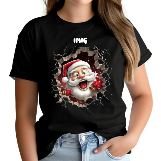 Koszulka damska świąteczna - Mikołaj 3D - personalizowana BN85