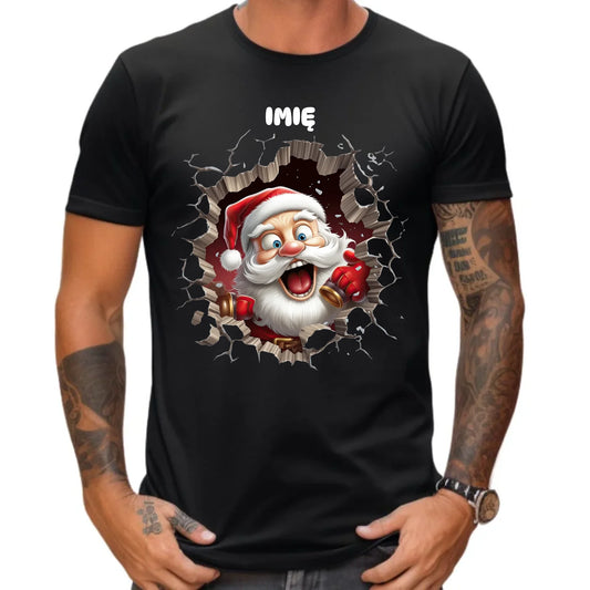 Koszulka męska świąteczna - Mikołaj 3D - personalizowana BN85