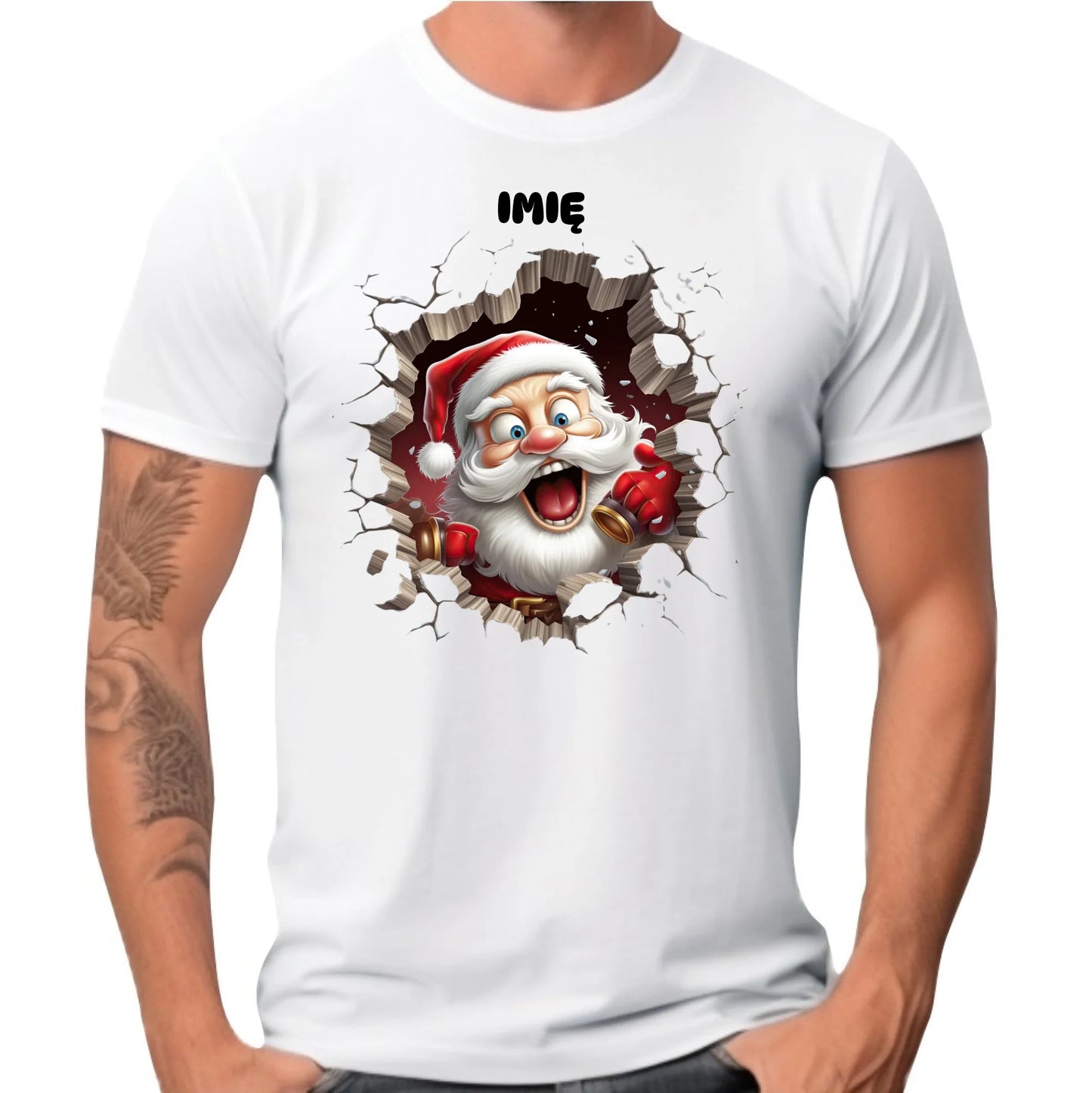 Koszulka męska świąteczna - Mikołaj 3D - personalizowana BN85 - StoryCups.pl