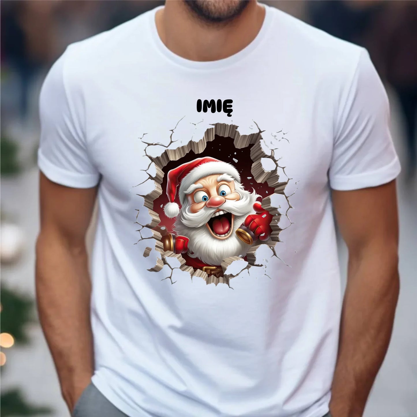 Koszulka męska świąteczna - Mikołaj 3D - personalizowana BN85 - StoryCups.pl